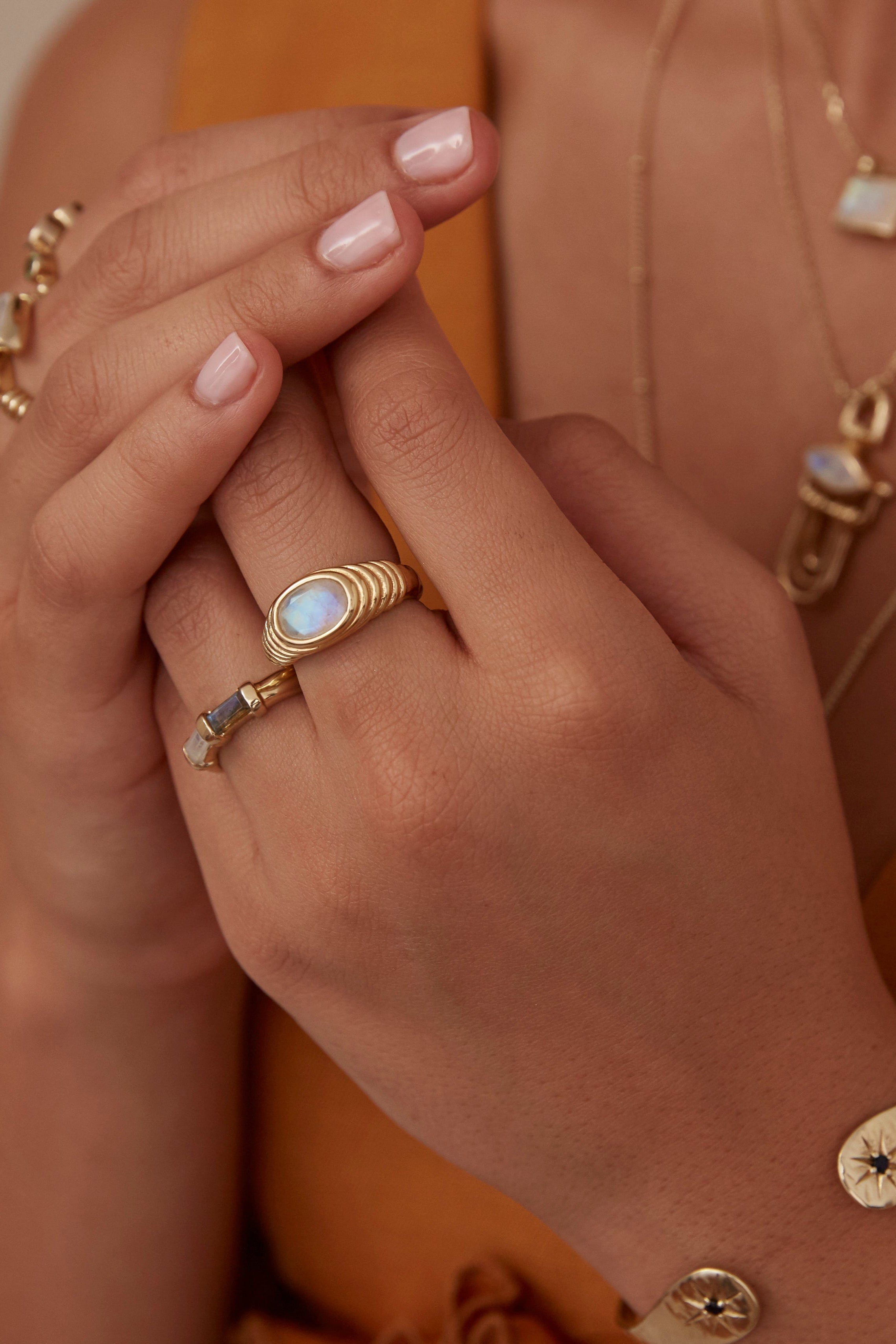Iris Moonstone Gold Ring