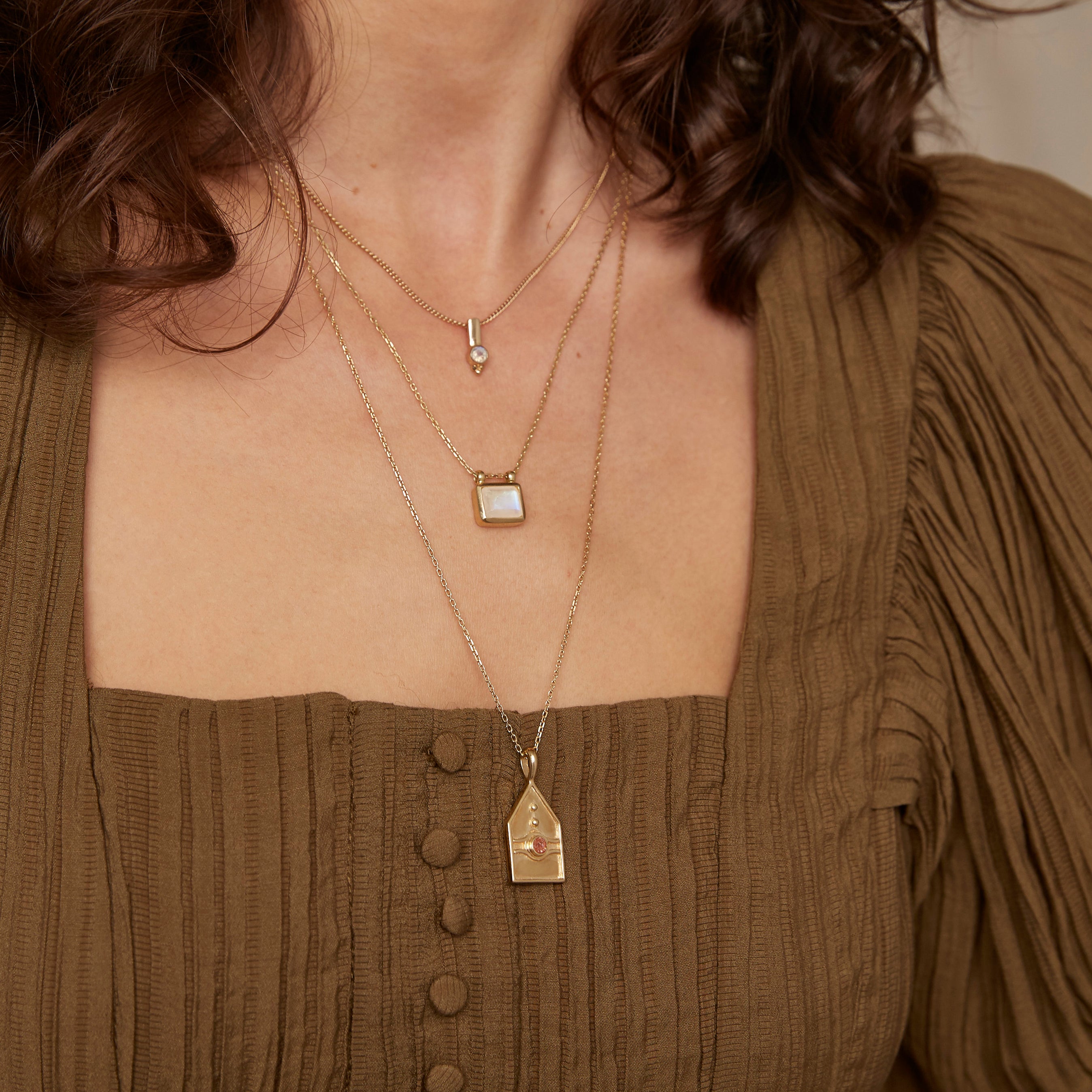 Rhea Gold Moonstone Necklace