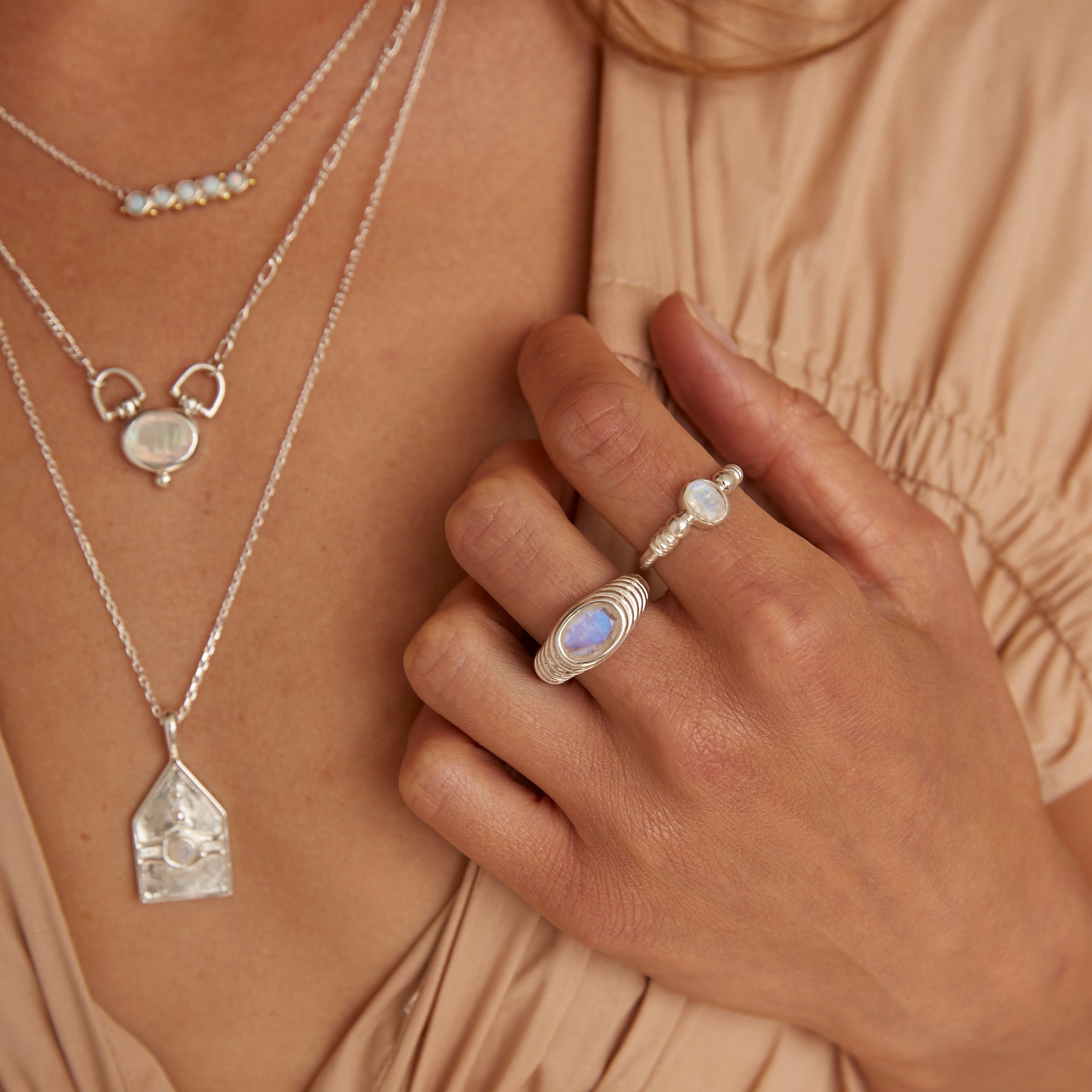 Iris Moonstone Silver Ring