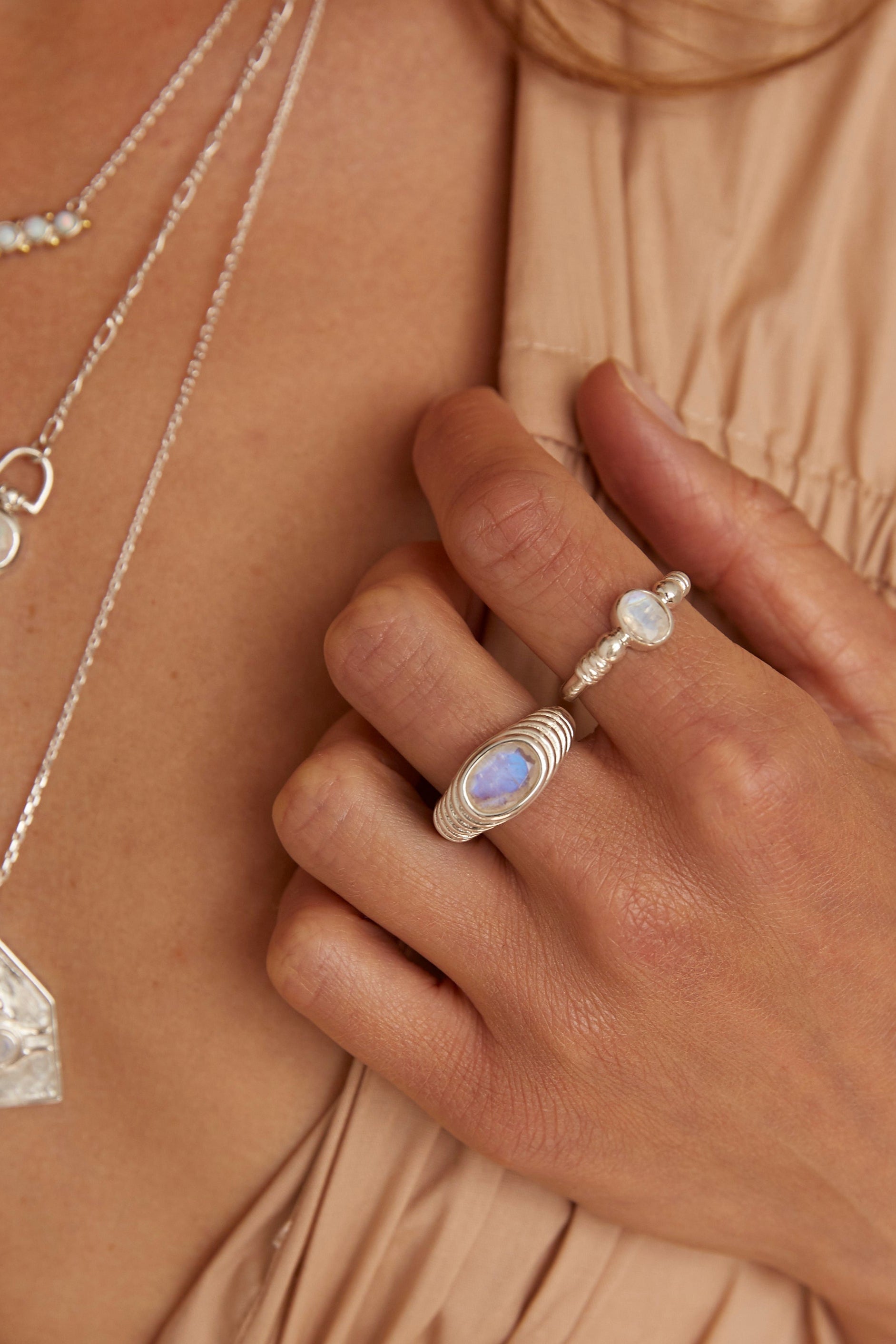 Iris Moonstone Silver Ring