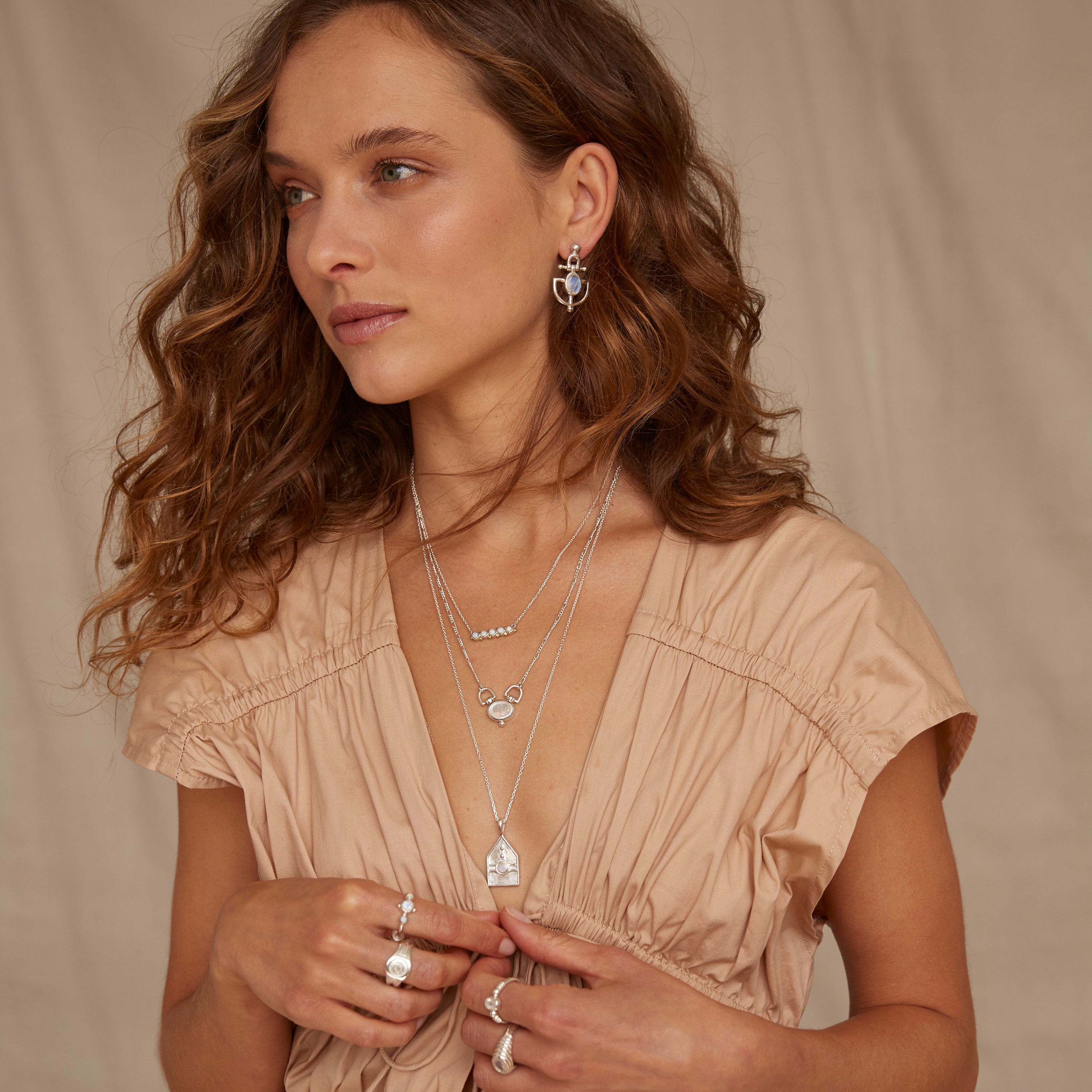 Athens Amulet Silver Moonstone Necklace