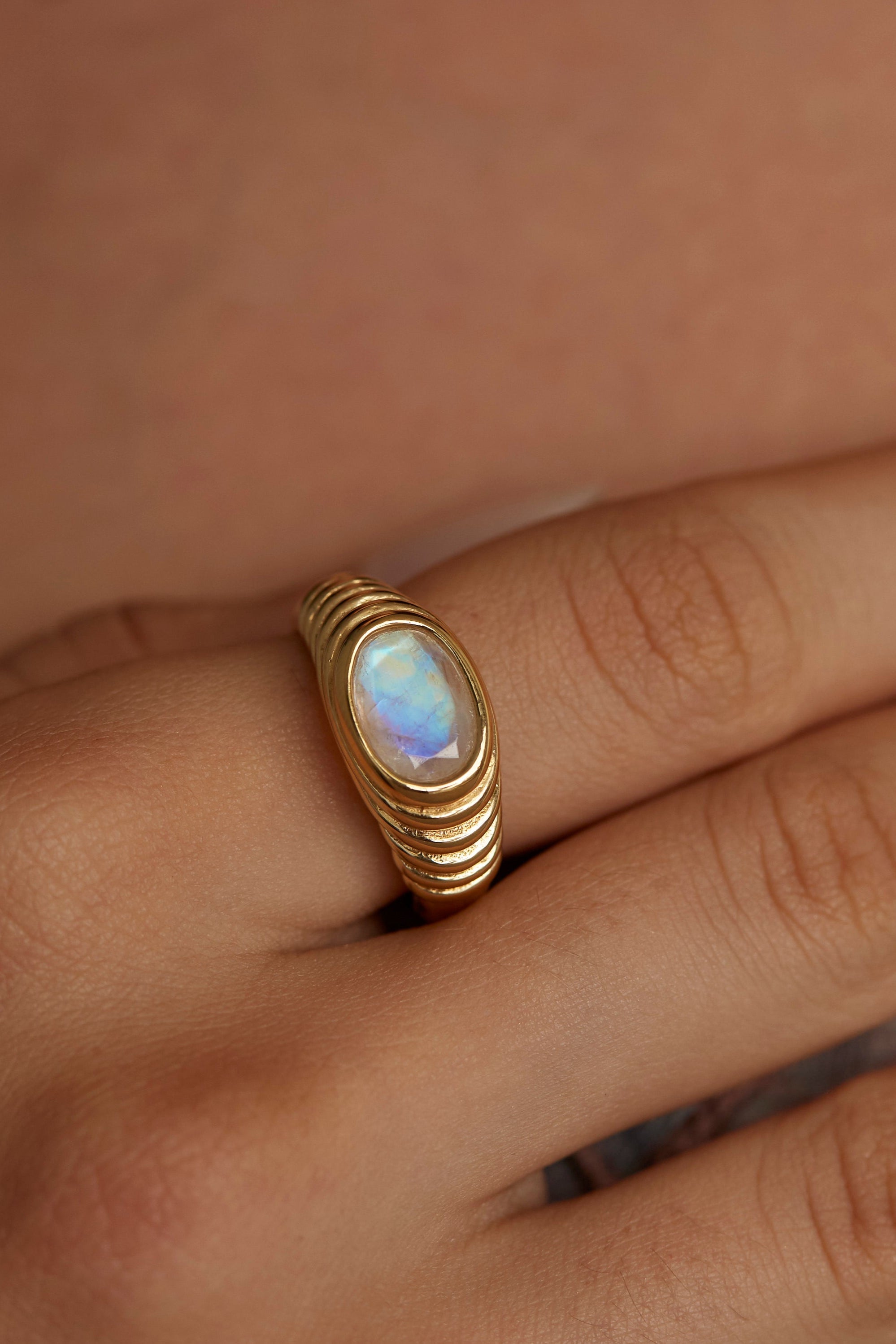 Iris Moonstone Gold Ring
