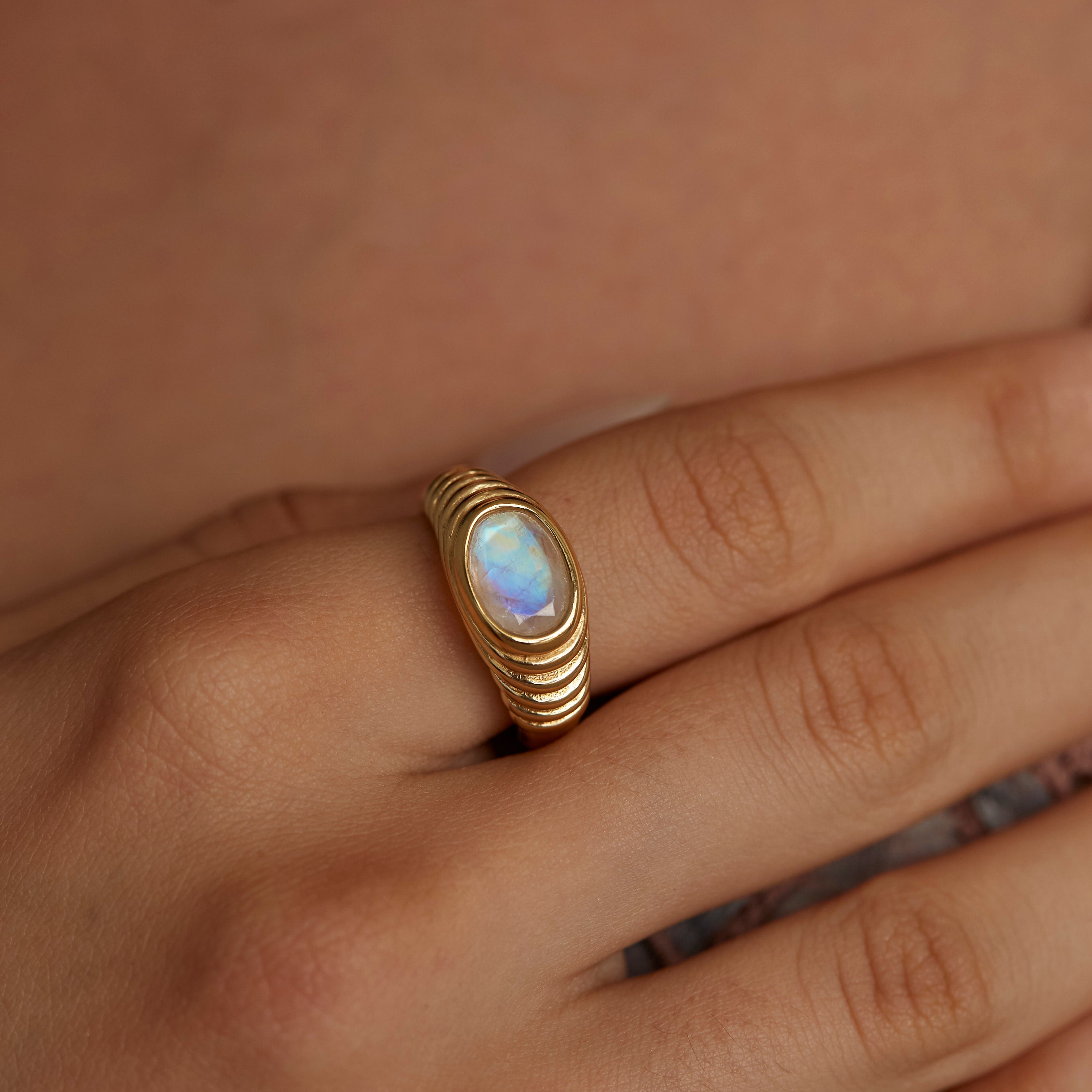 Iris Moonstone Gold Ring