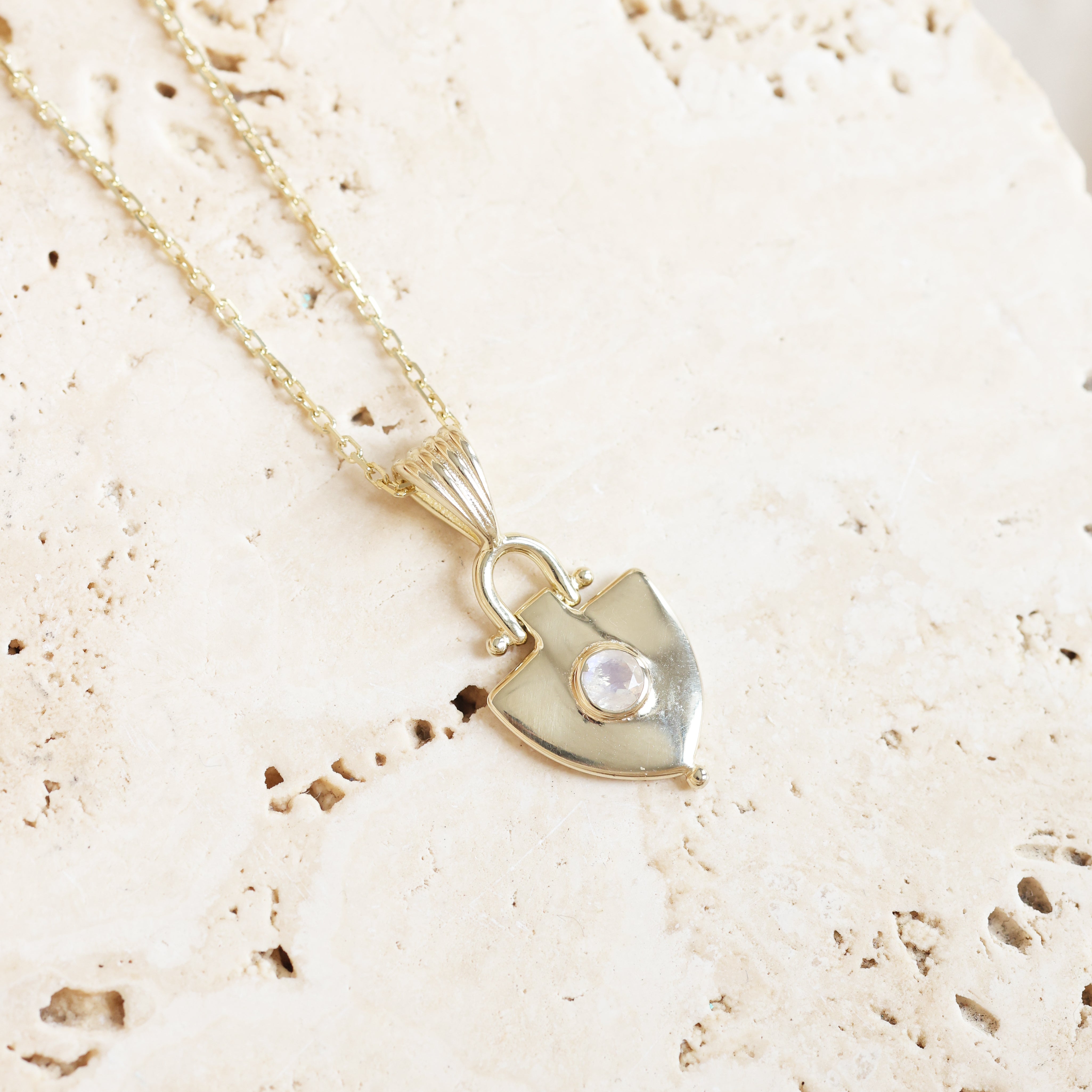 Anchor Of My Heart Gold Moonstone Necklace