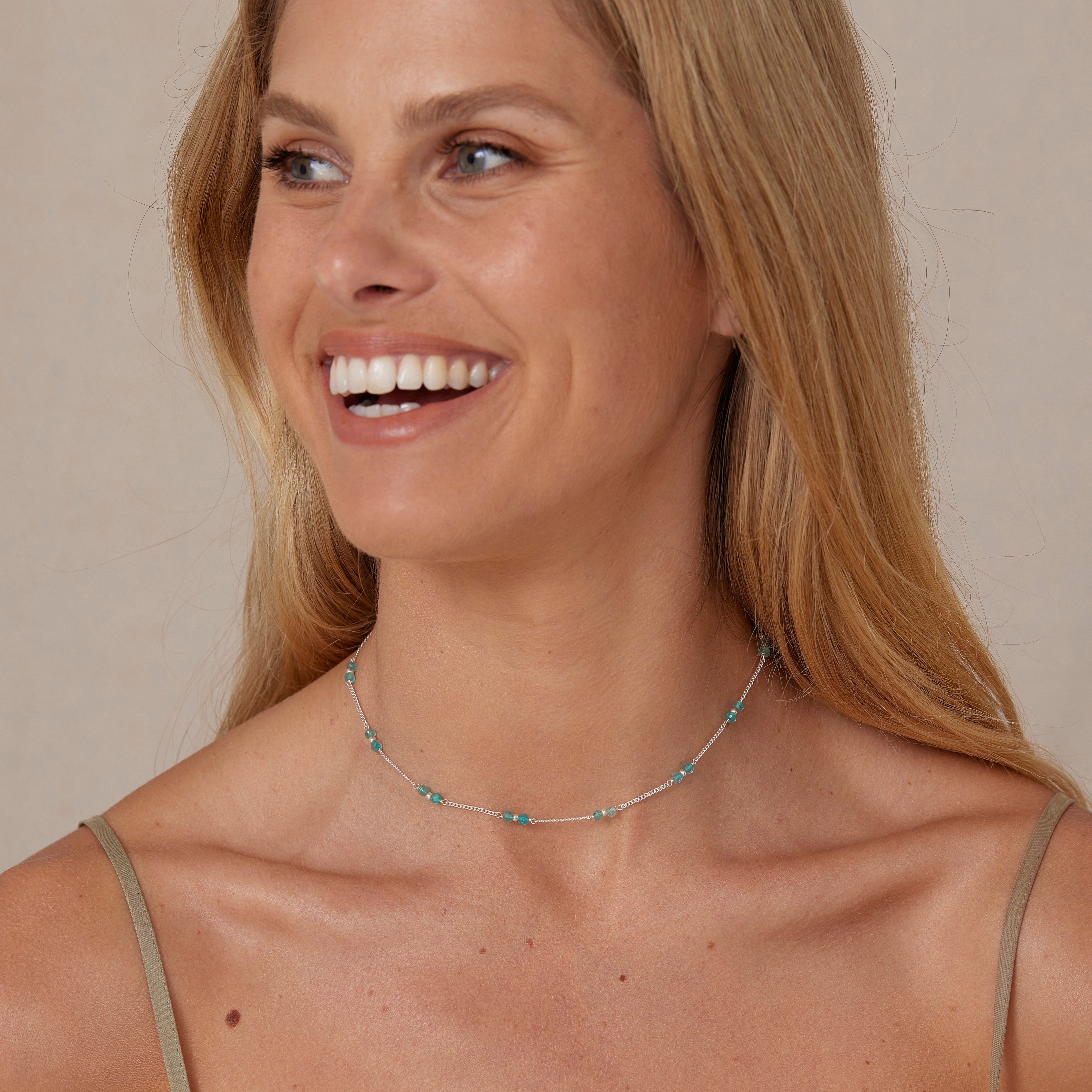 Beaded Apatite Silver Necklace