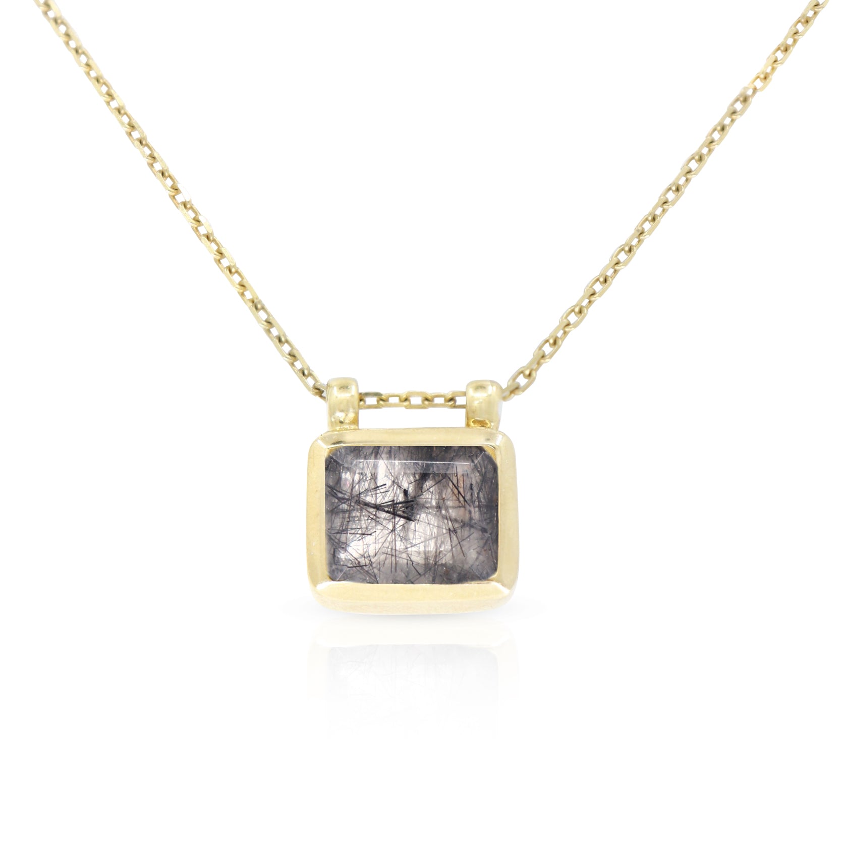 Clio Black Rutile Gold Necklace