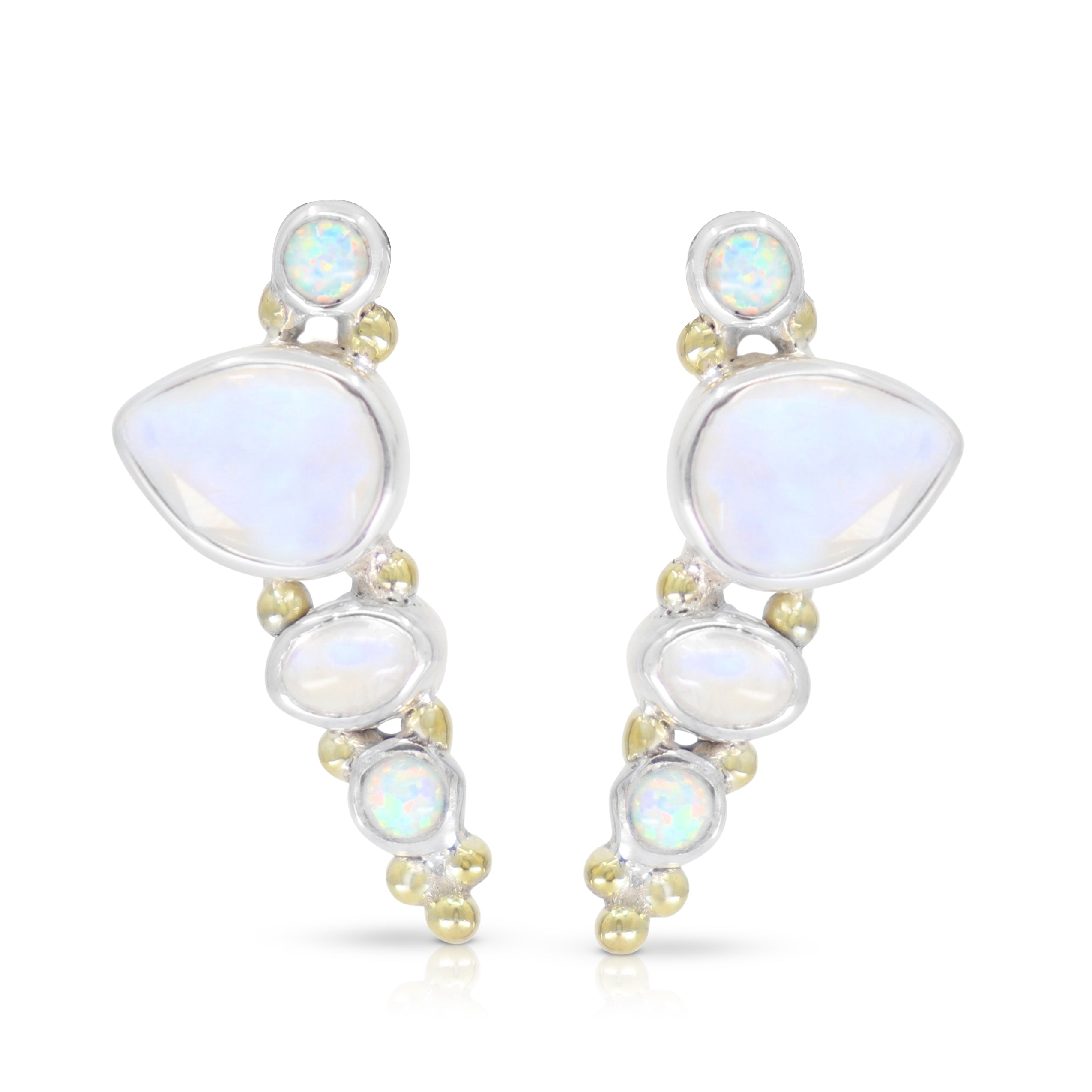 Cluster Moonstone & Opal Earrings