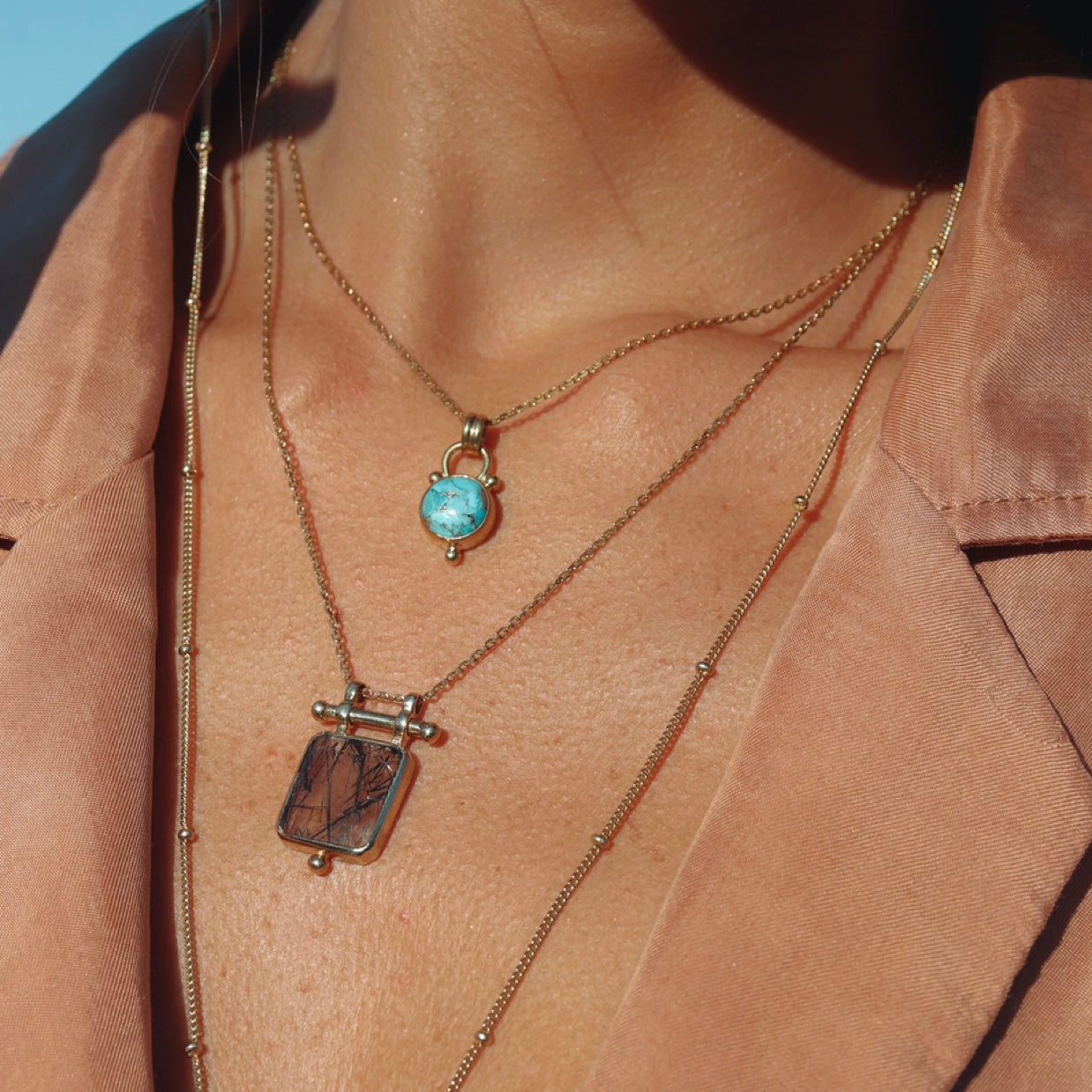 Delphi Copper Turquoise Gold Necklace