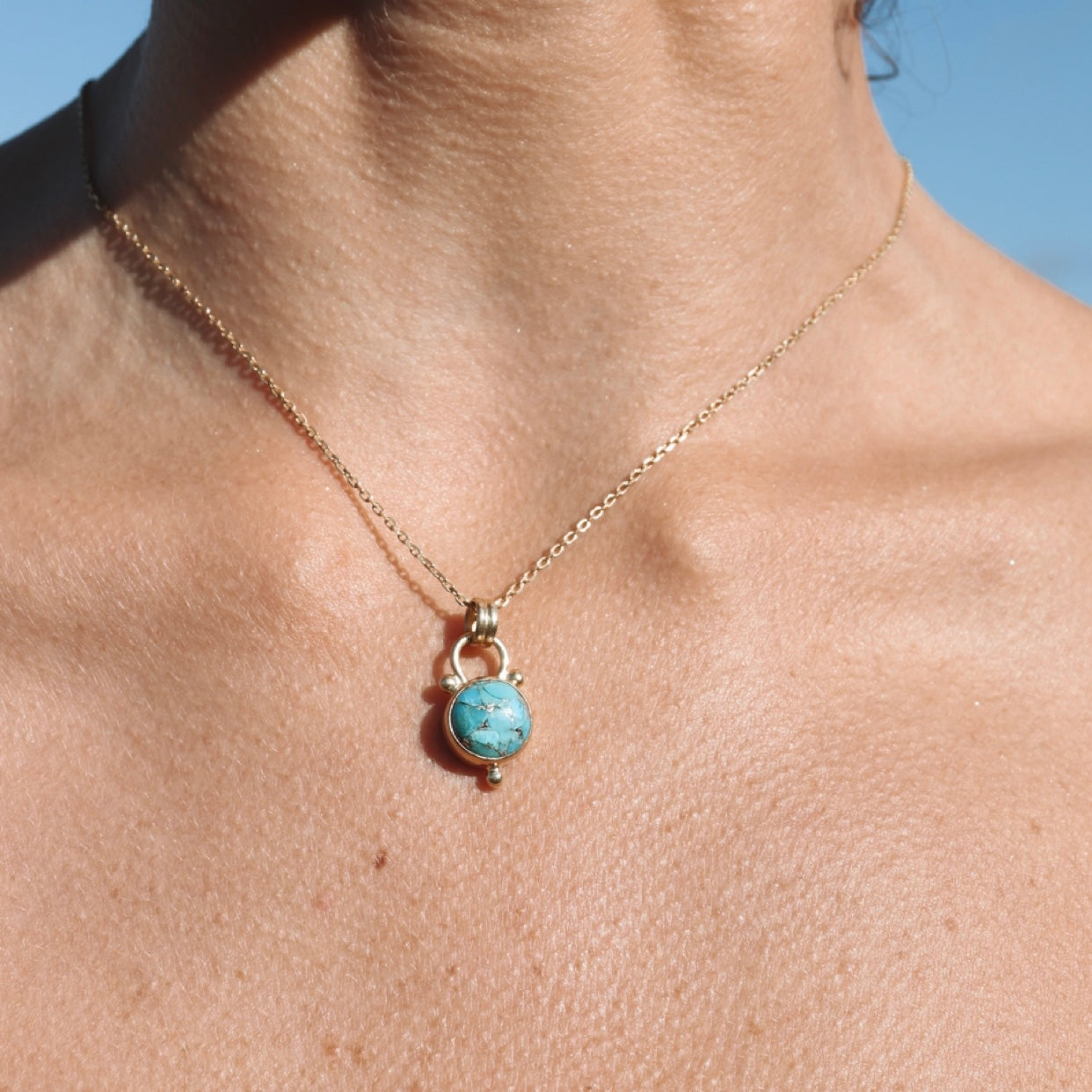 Delphi Copper Turquoise Gold Necklace