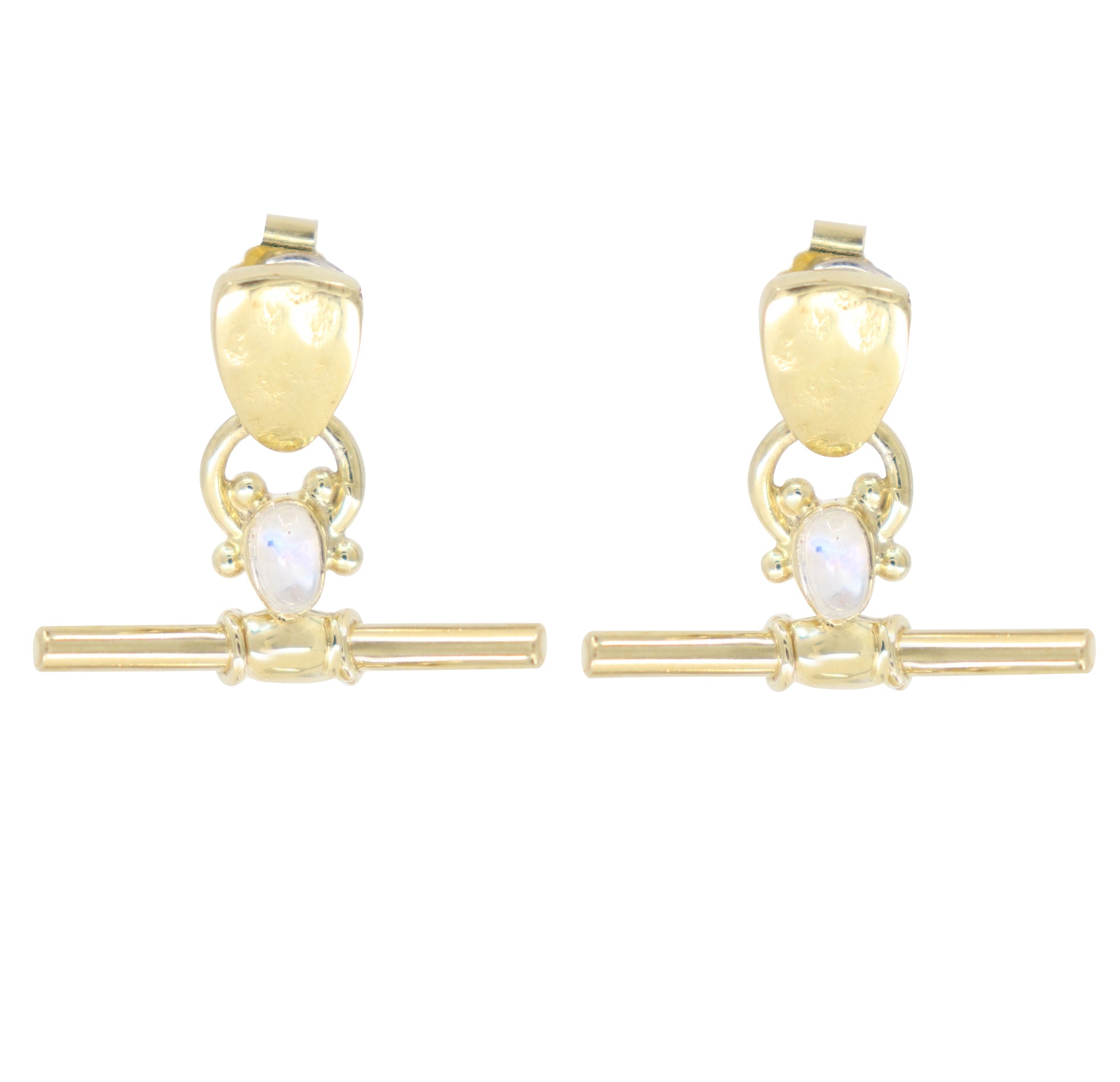 Drop Bar Moonstone Gold Studs