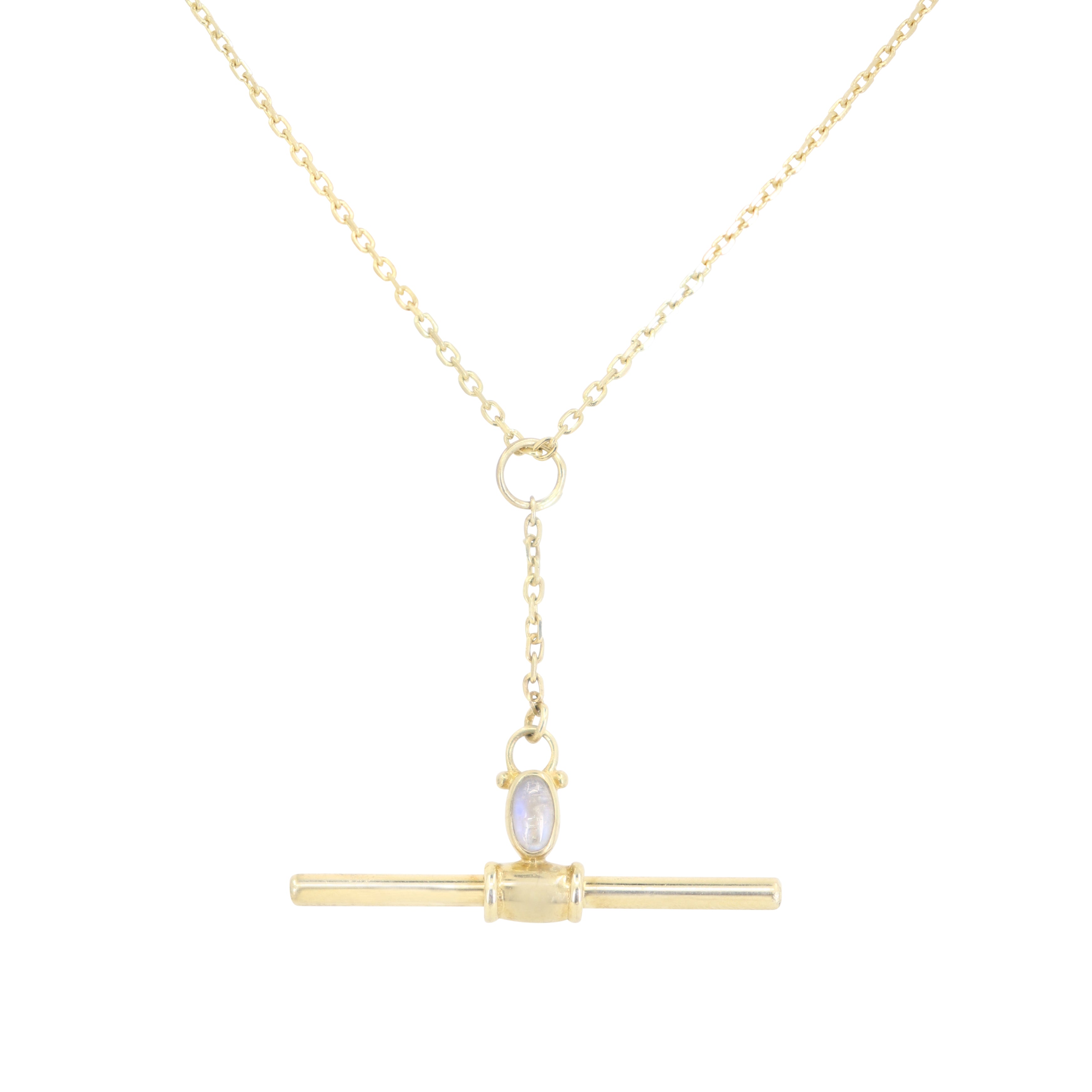 Drop Bar Moonstone Necklace Gold