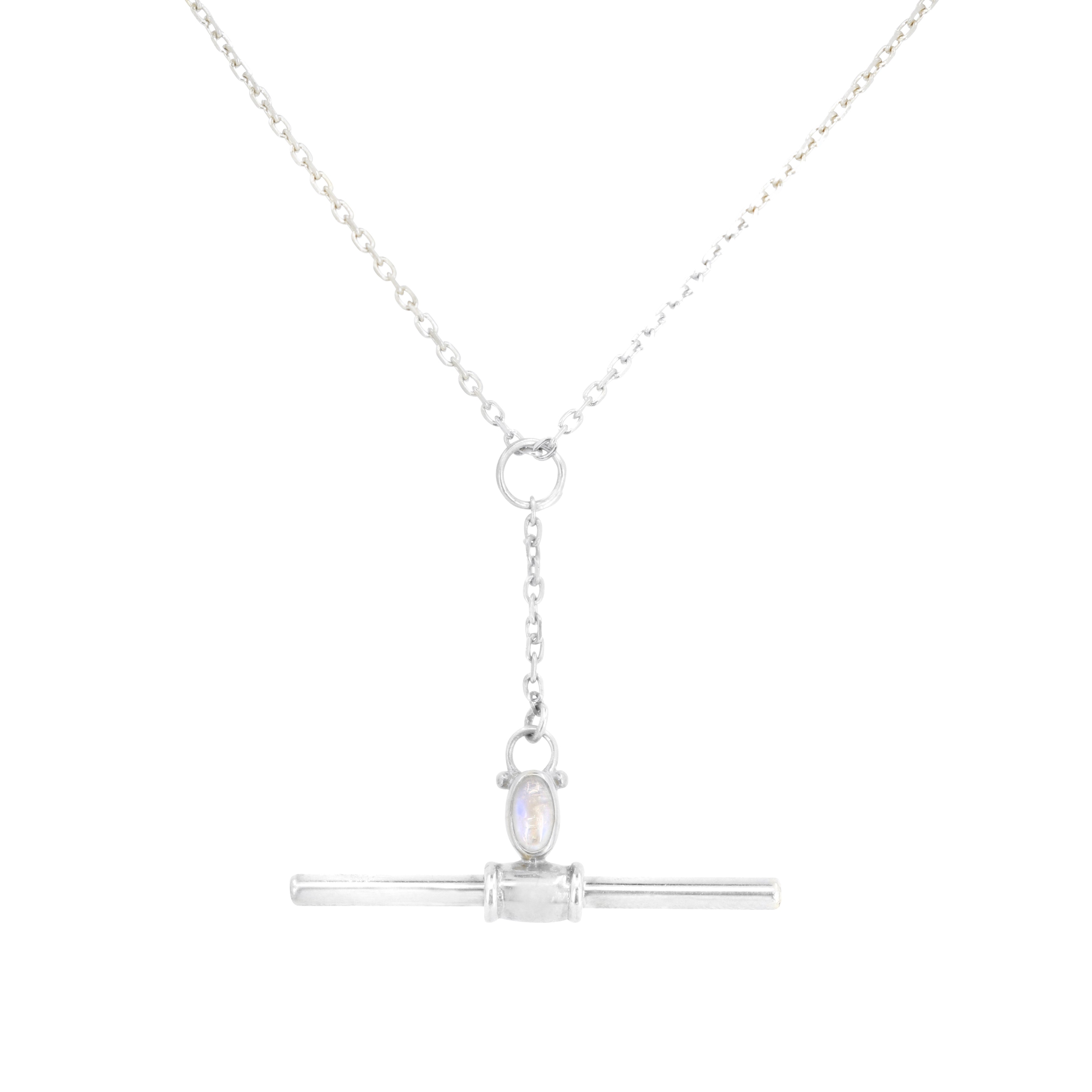 Drop Bar Moonstone Necklace Silver