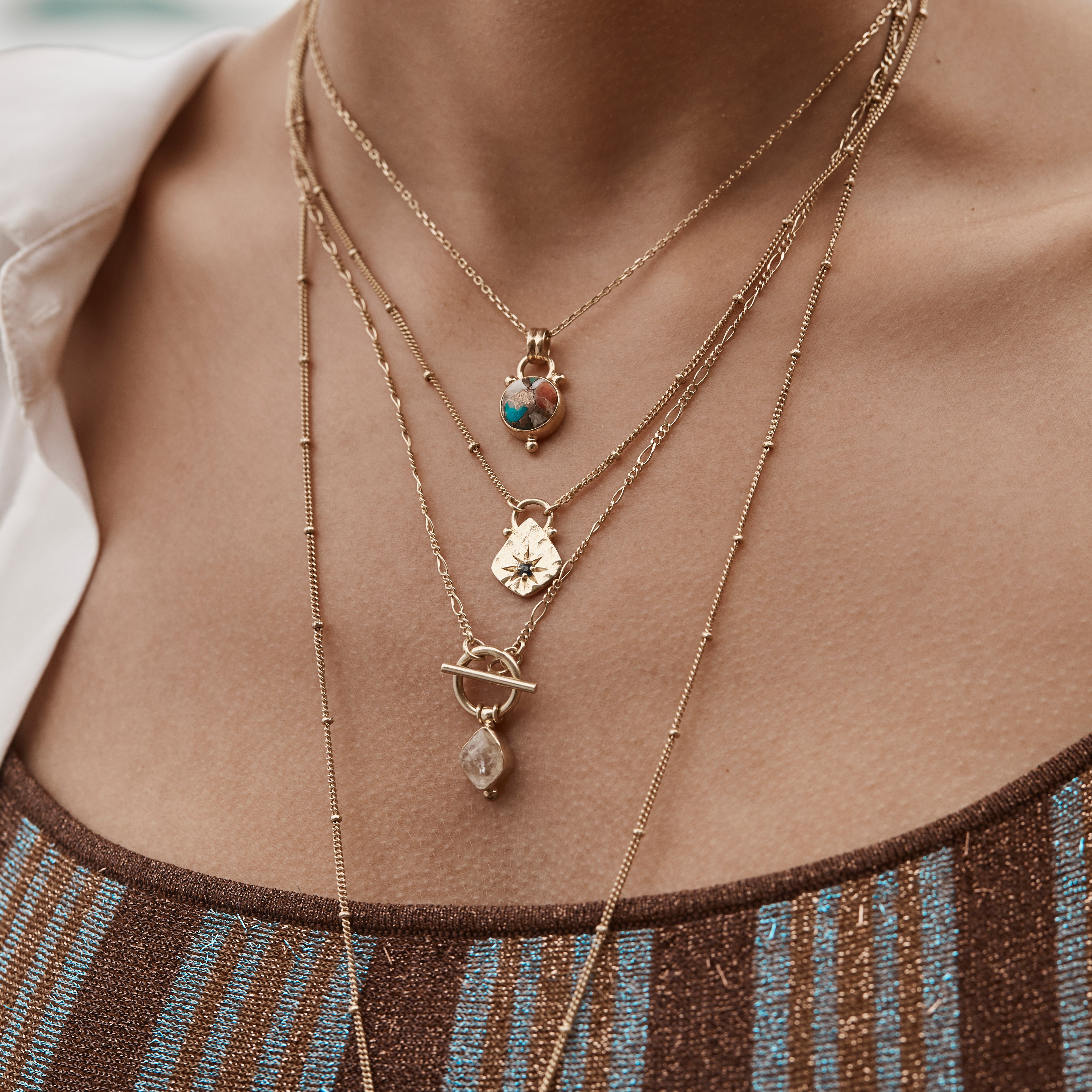 Delphi Oyster Turquoise Gold Necklace
