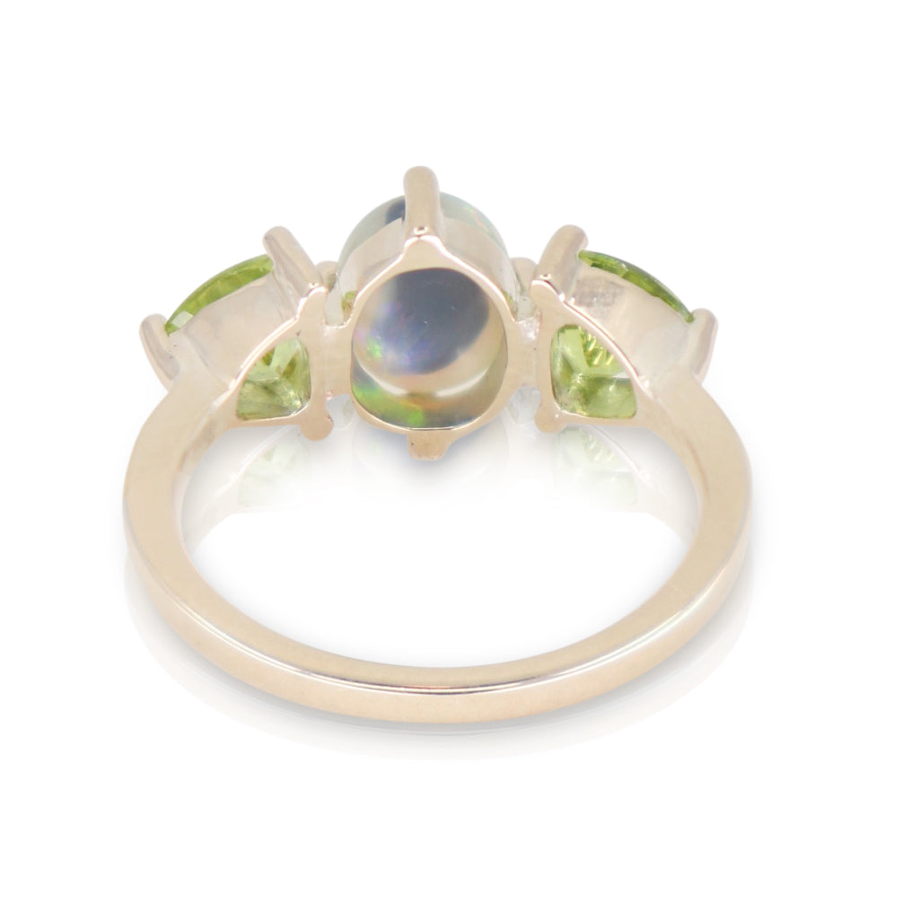 Envy Australian Opal and Peridot 9K Yellow Gold Band