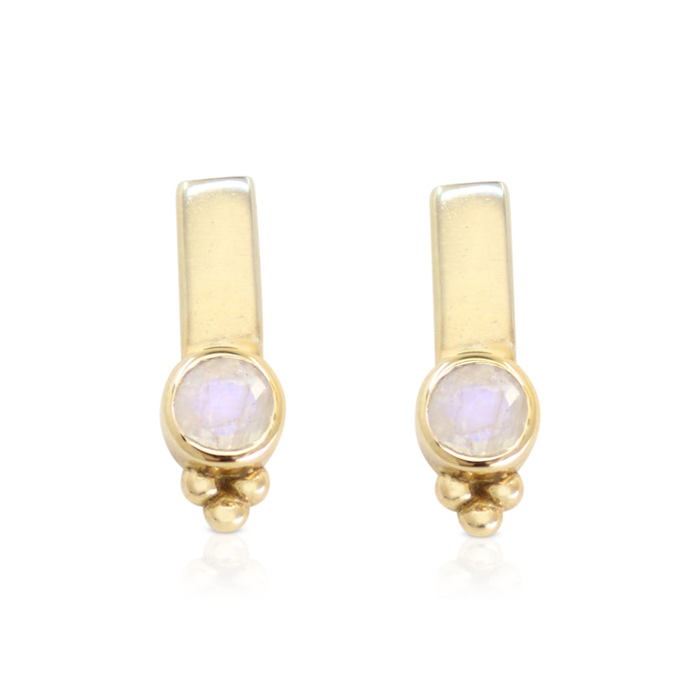 Rhea Gold Moonstone Studs
