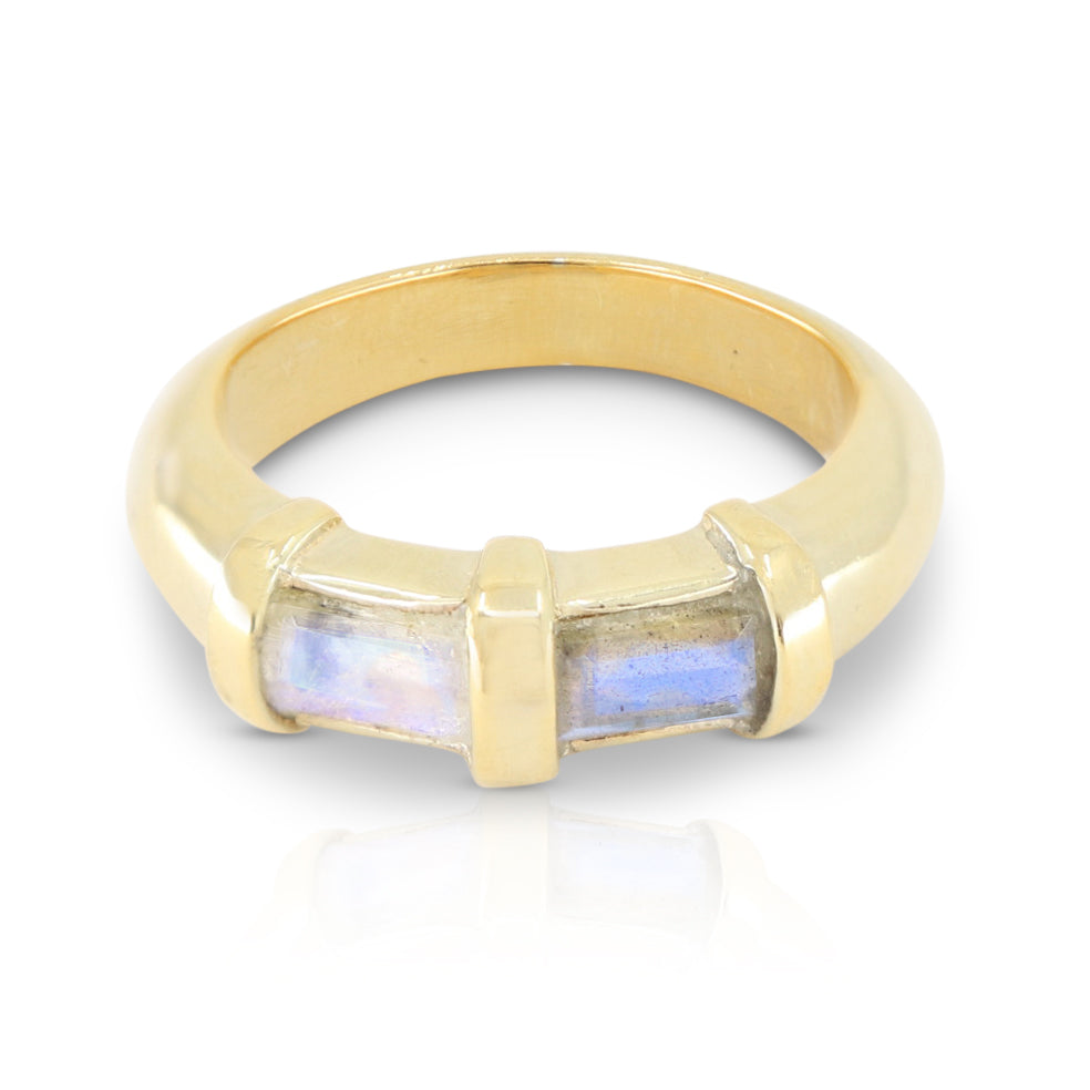 Zoey Moonstone and Labradorite Gold Ring
