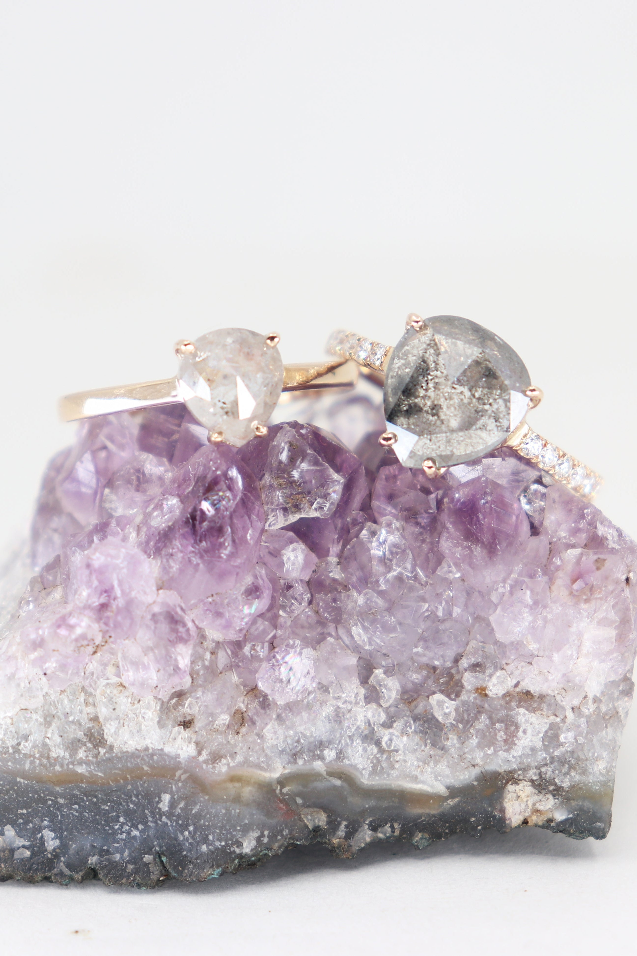 Grey Diamond and Pavé White Diamond Eternity Band