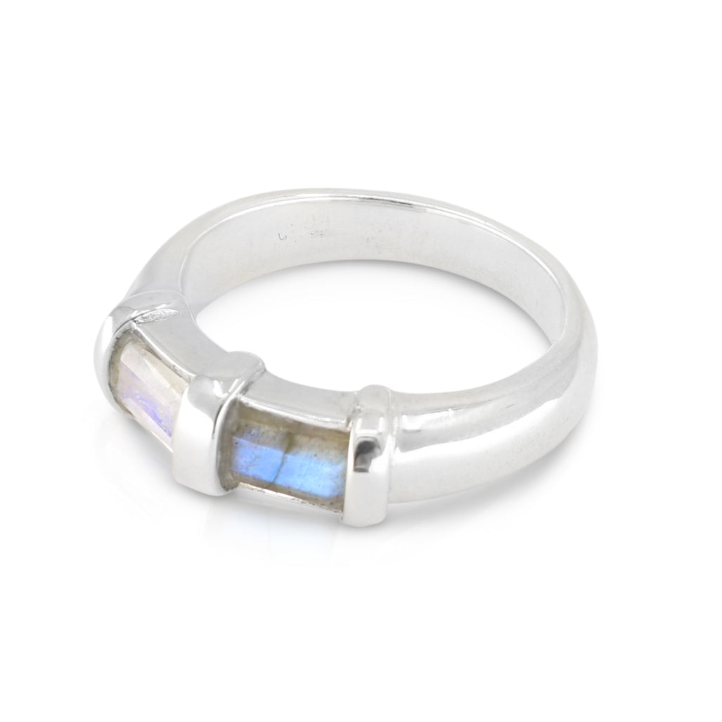 Zoey Moonstone and Labradorite Silver Ring