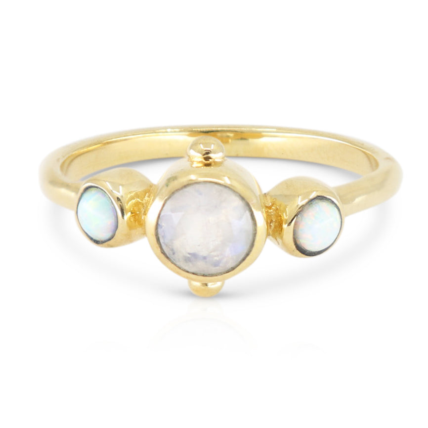 Cora Moonstone and Opal Gold Ring