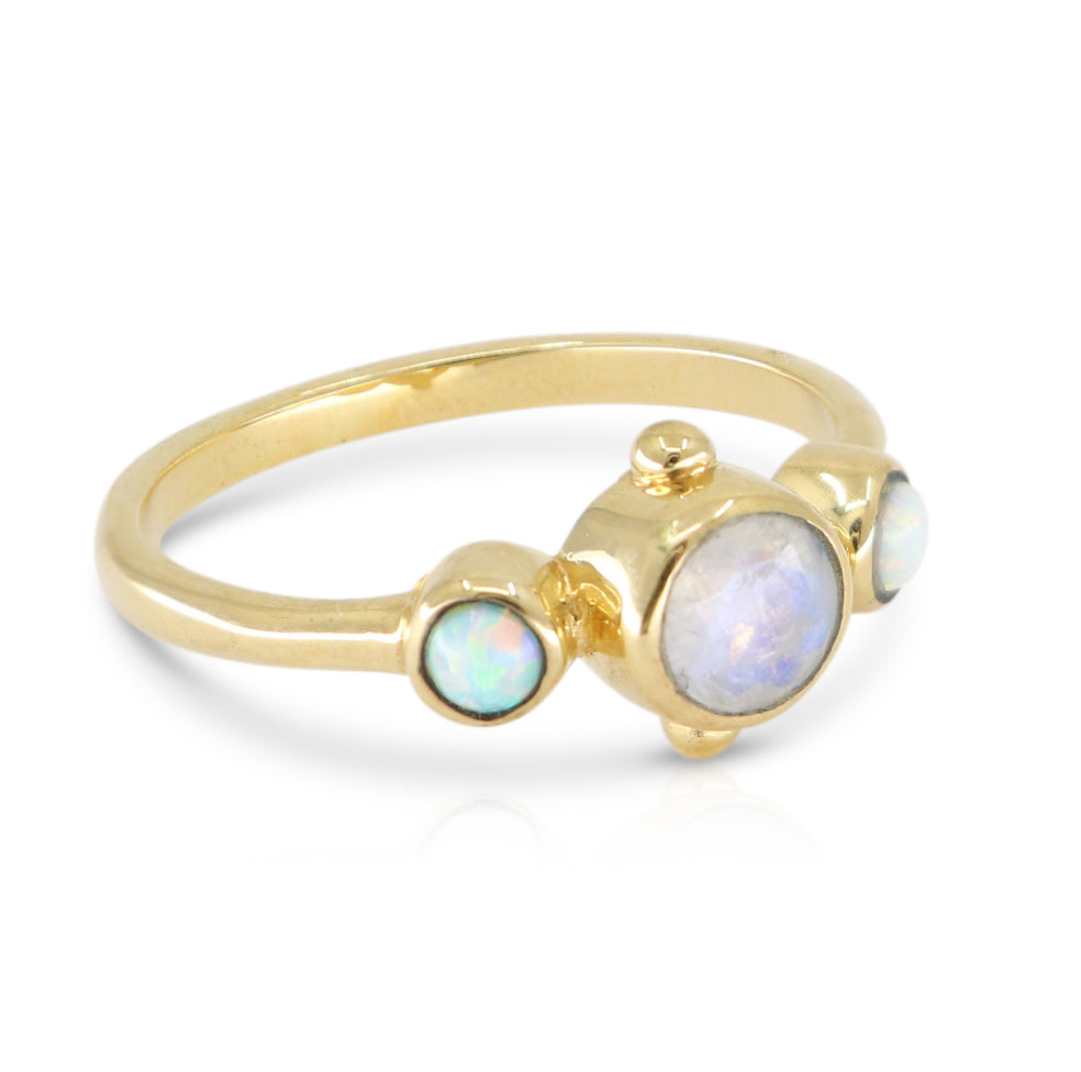 Cora Moonstone and Opal Gold Ring