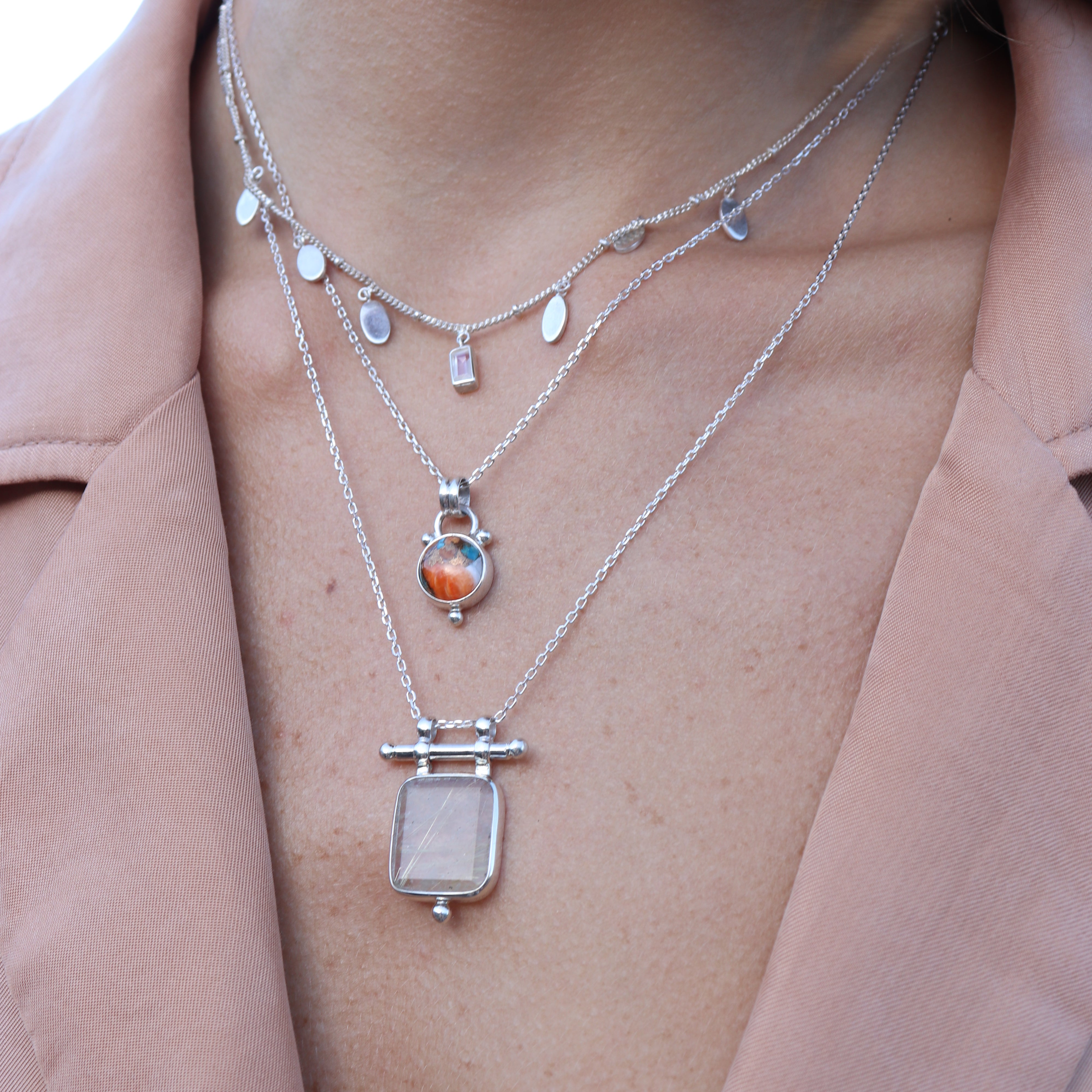 Delphi Oyster Turquoise Silver Necklace