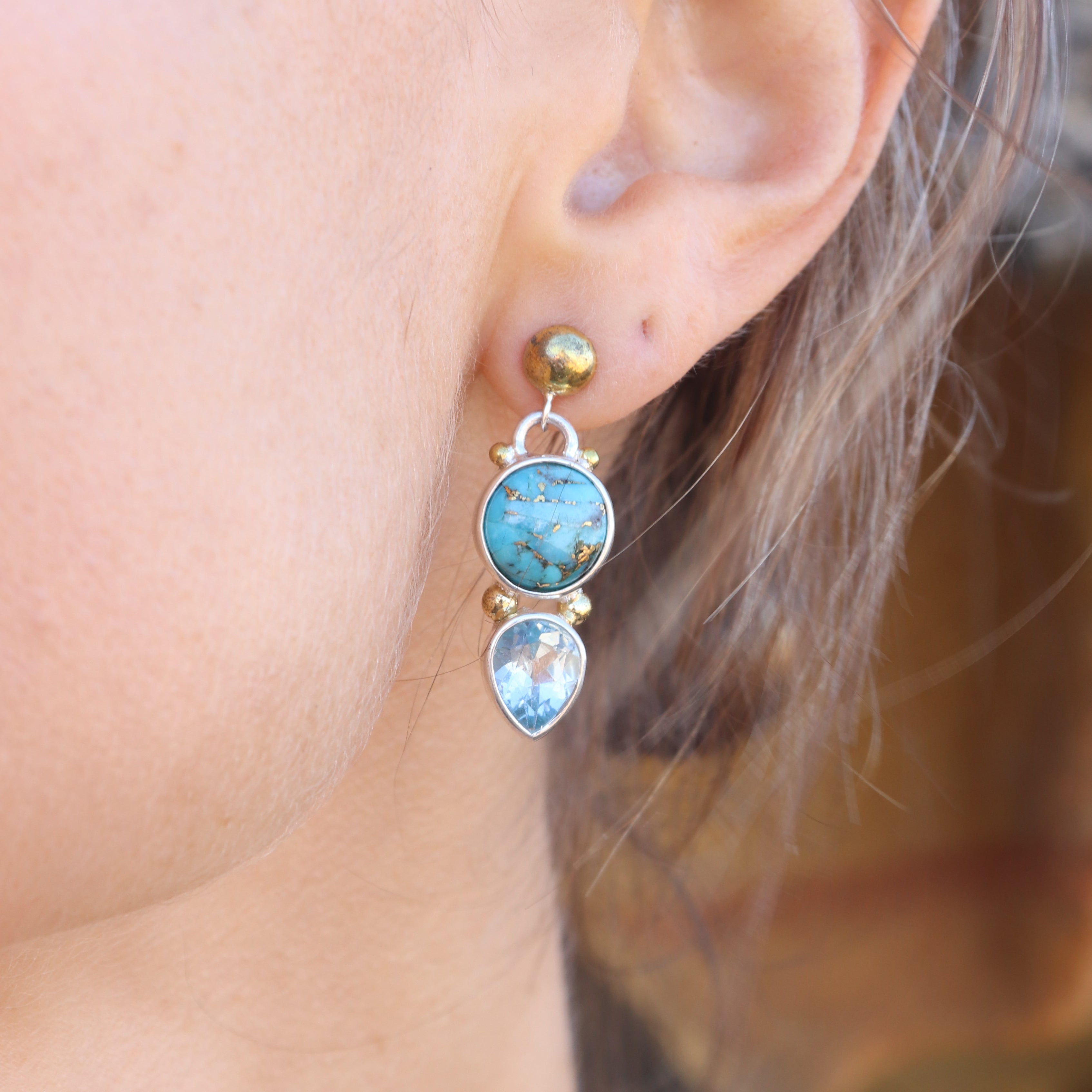 Delphi Copper Turquoise and Topaz Earrings