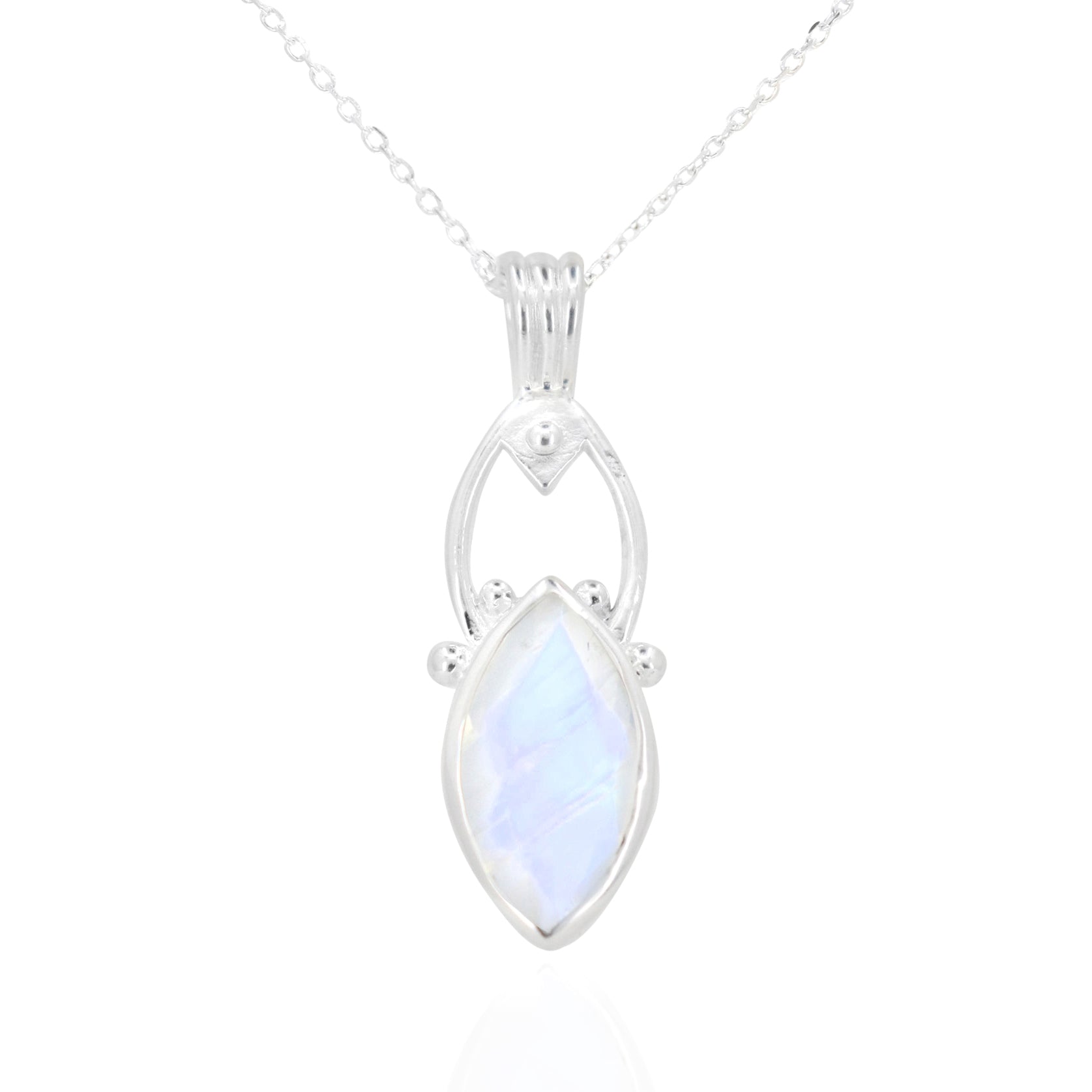 Marquise Moonstone Silver Necklace