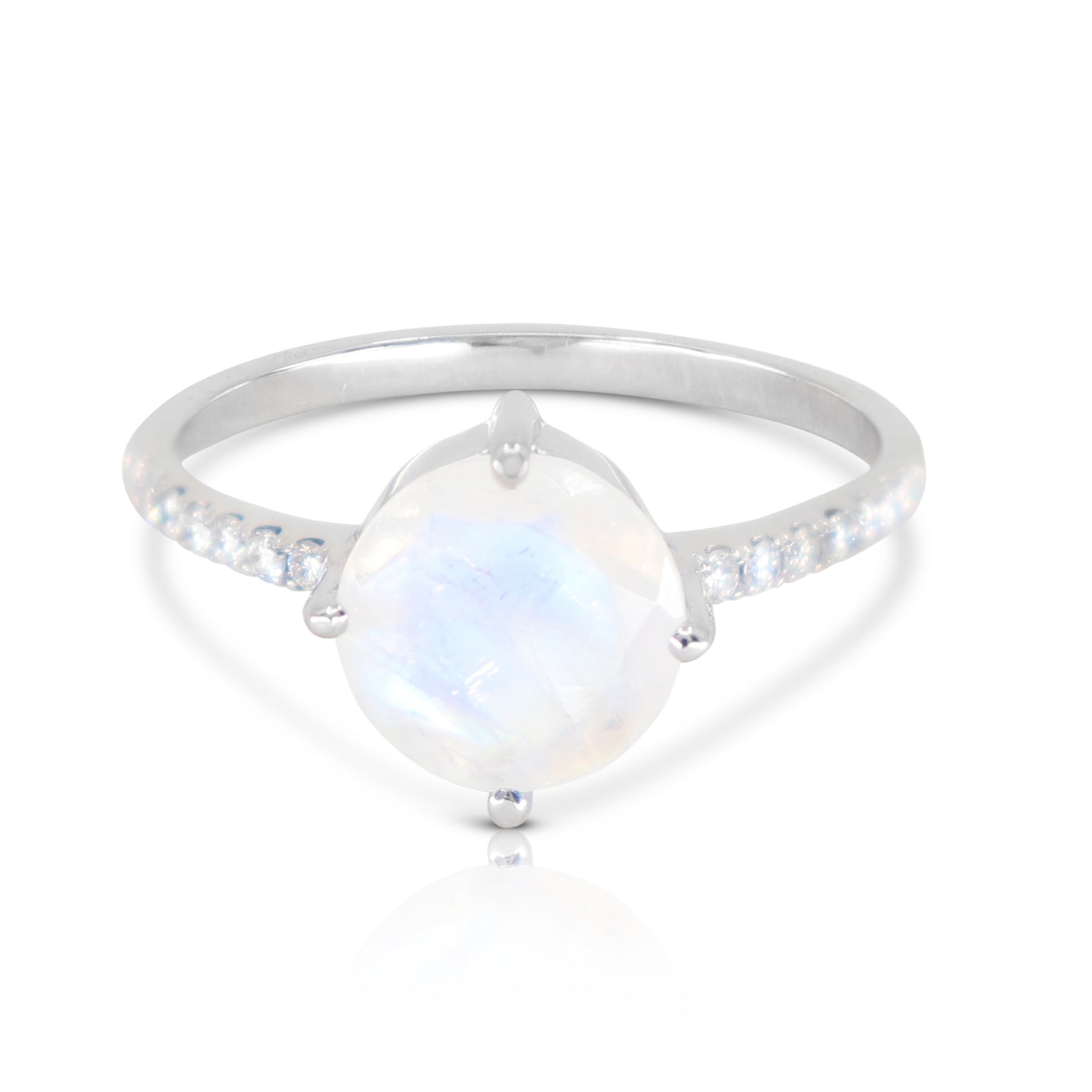 White Gold Moonstone Solitaire Ring