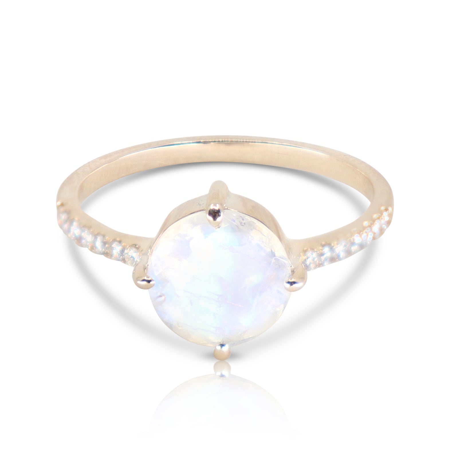 Yellow Gold Moonstone Solitaire Ring