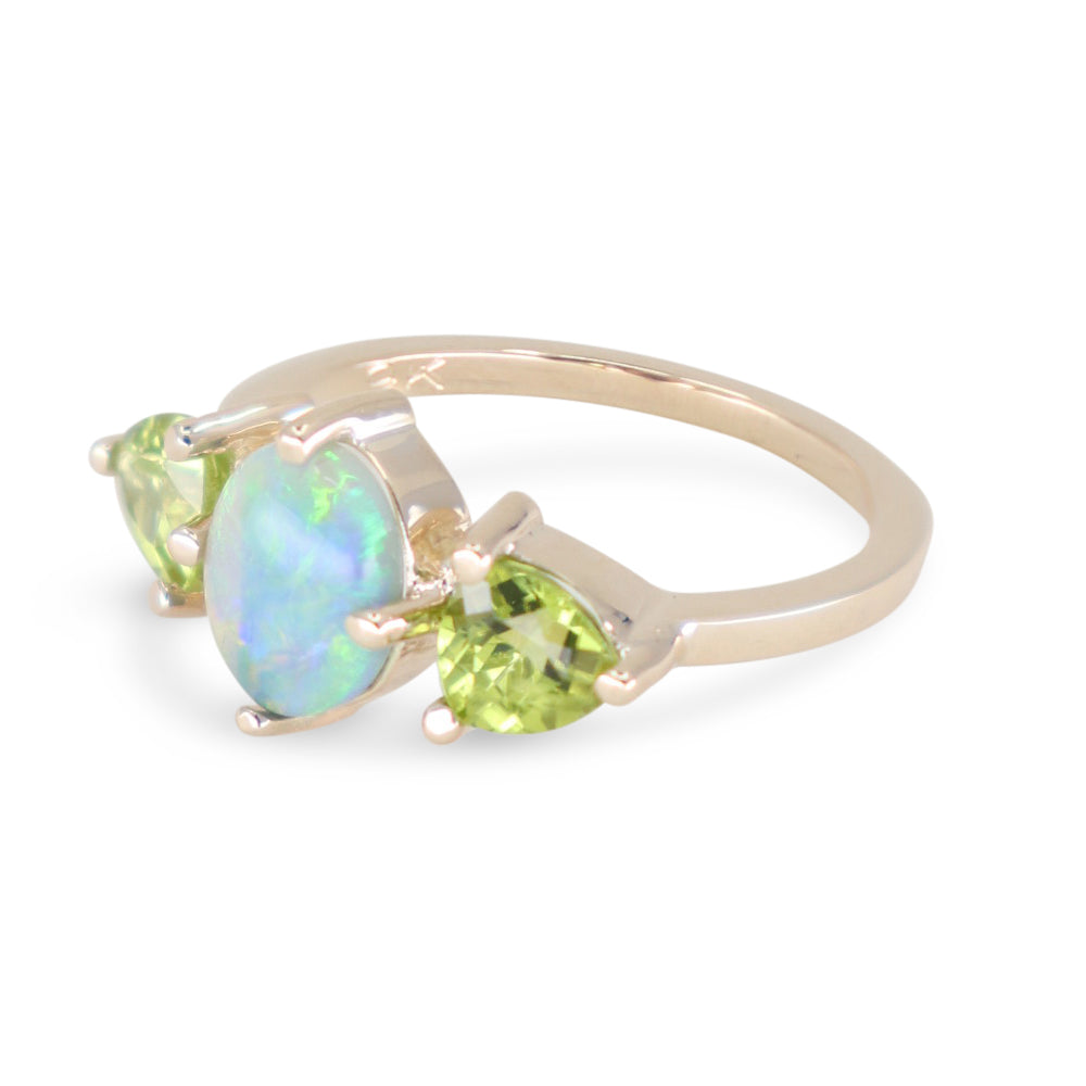 Envy Australian Opal and Peridot 9K Yellow Gold Band