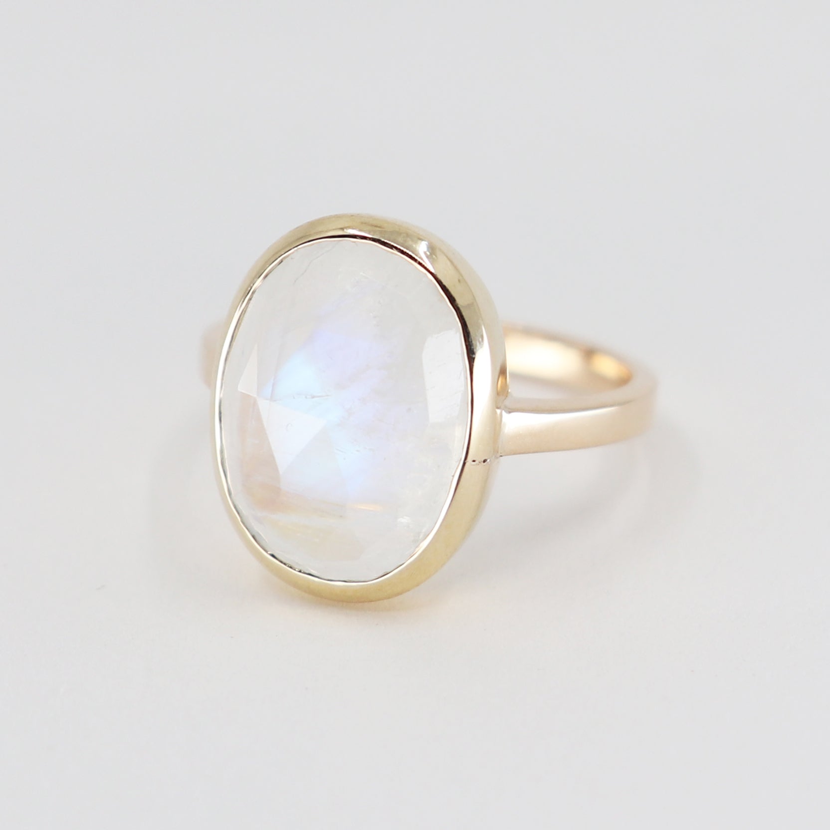 Faceted Oval Moonstone Ring