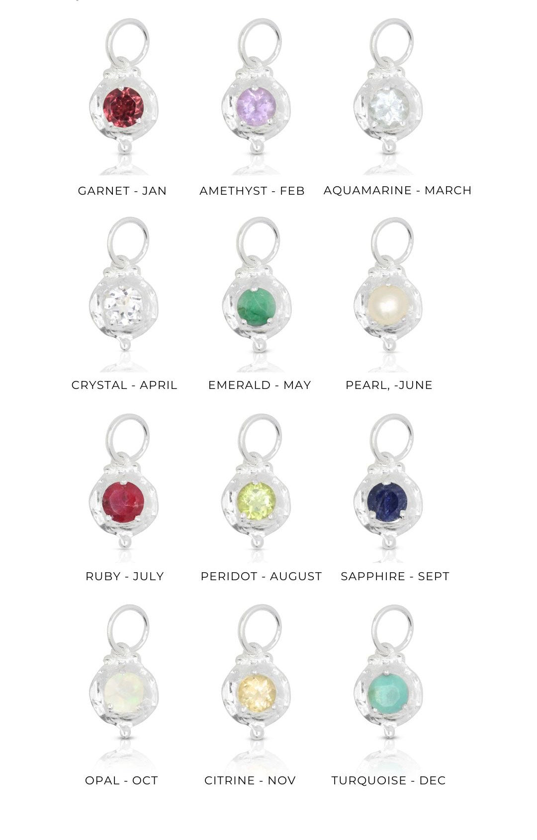 October Opal Silver Birthstone Necklace Charm
