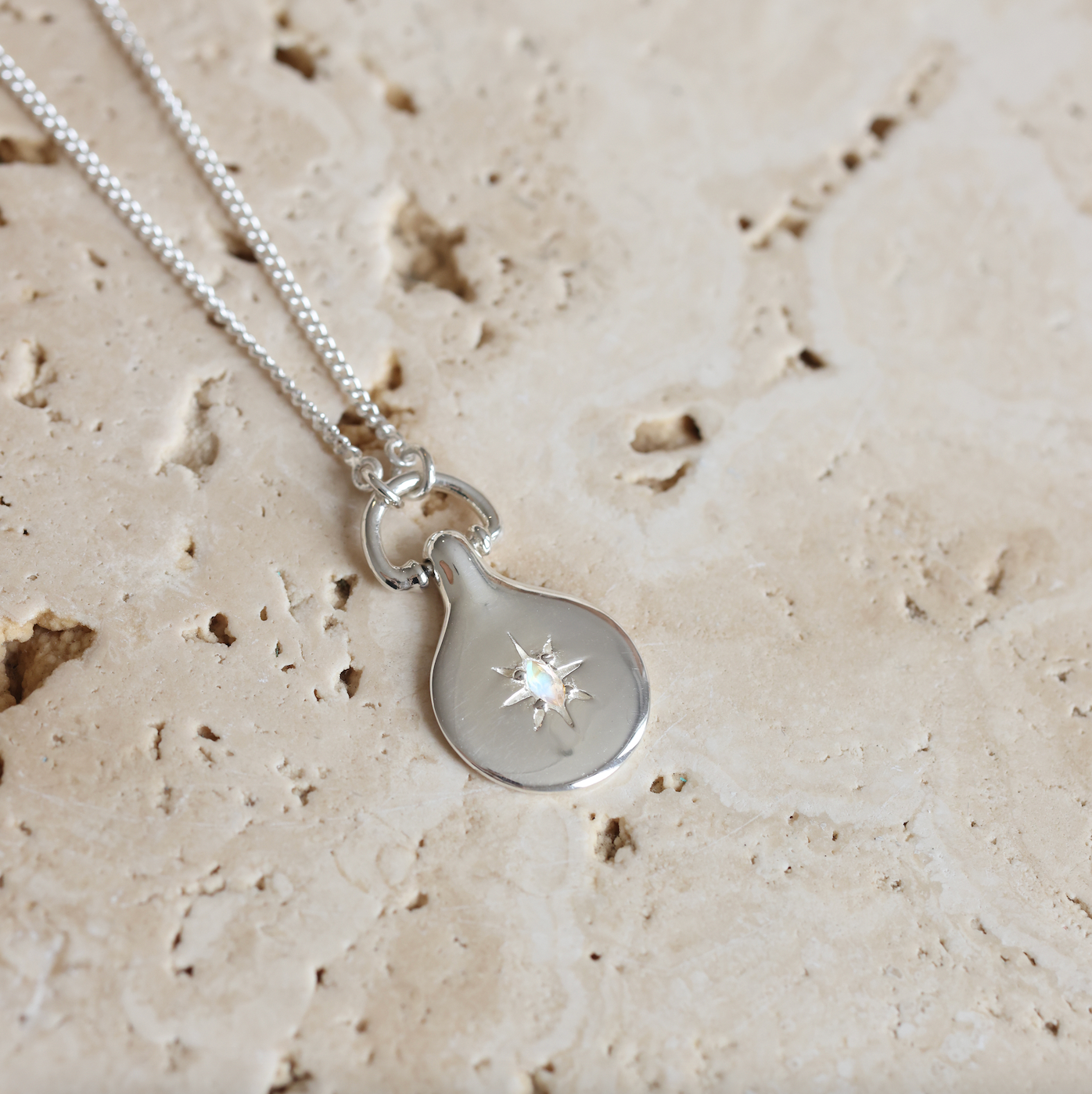The Starry Night Moonstone Silver Pendant
