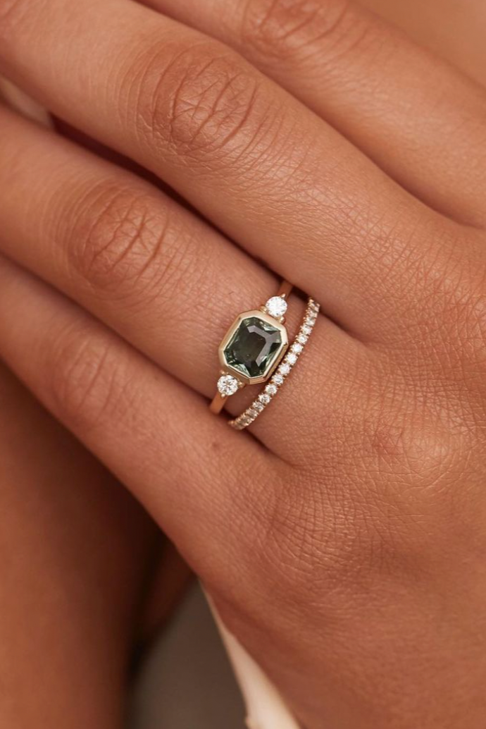 Baguette Parti Sapphire 14K Yellow Gold