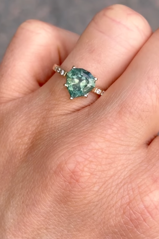 Parti Sapphire and Diamond 14K Yellow Gold Band