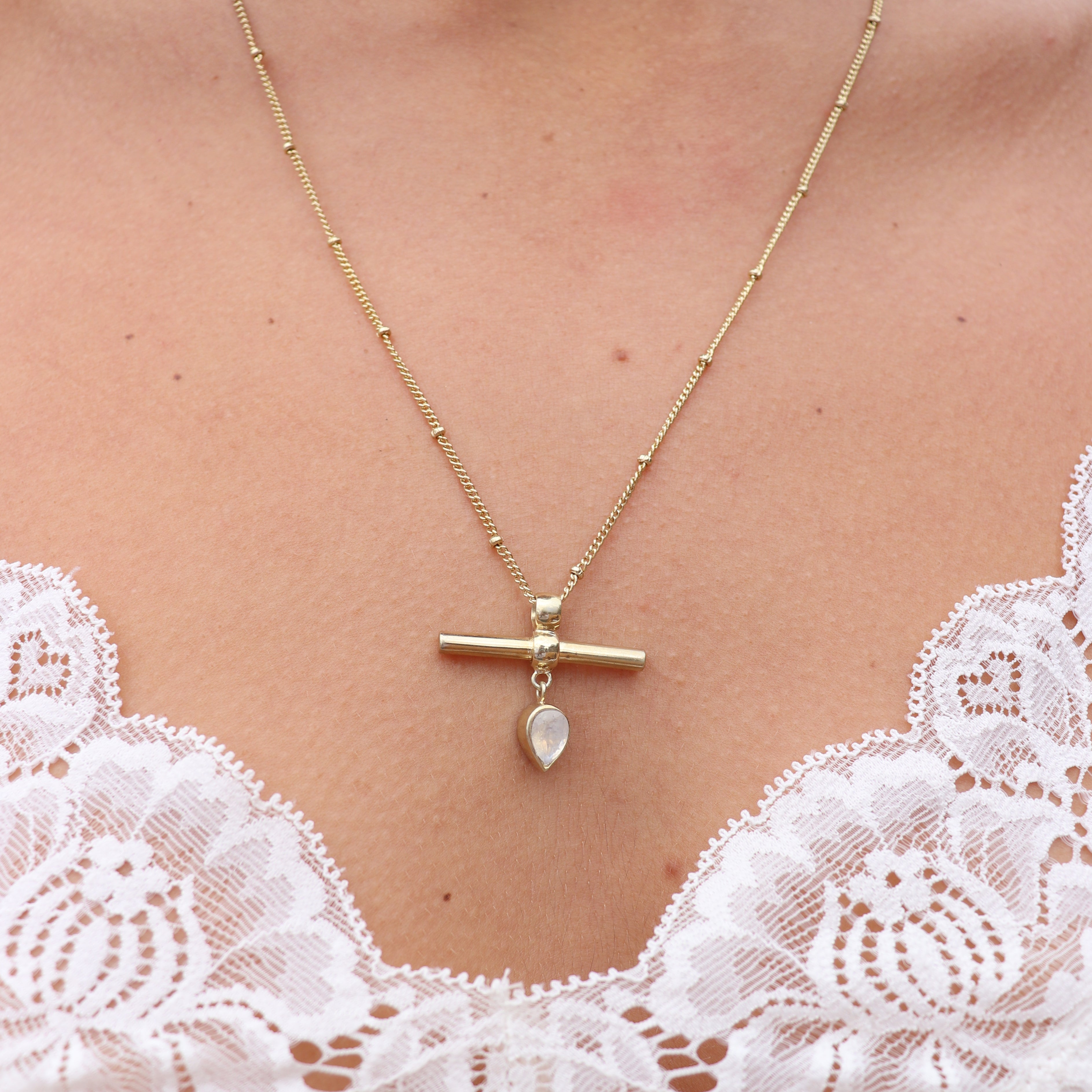The Bar Gold Moonstone Necklace