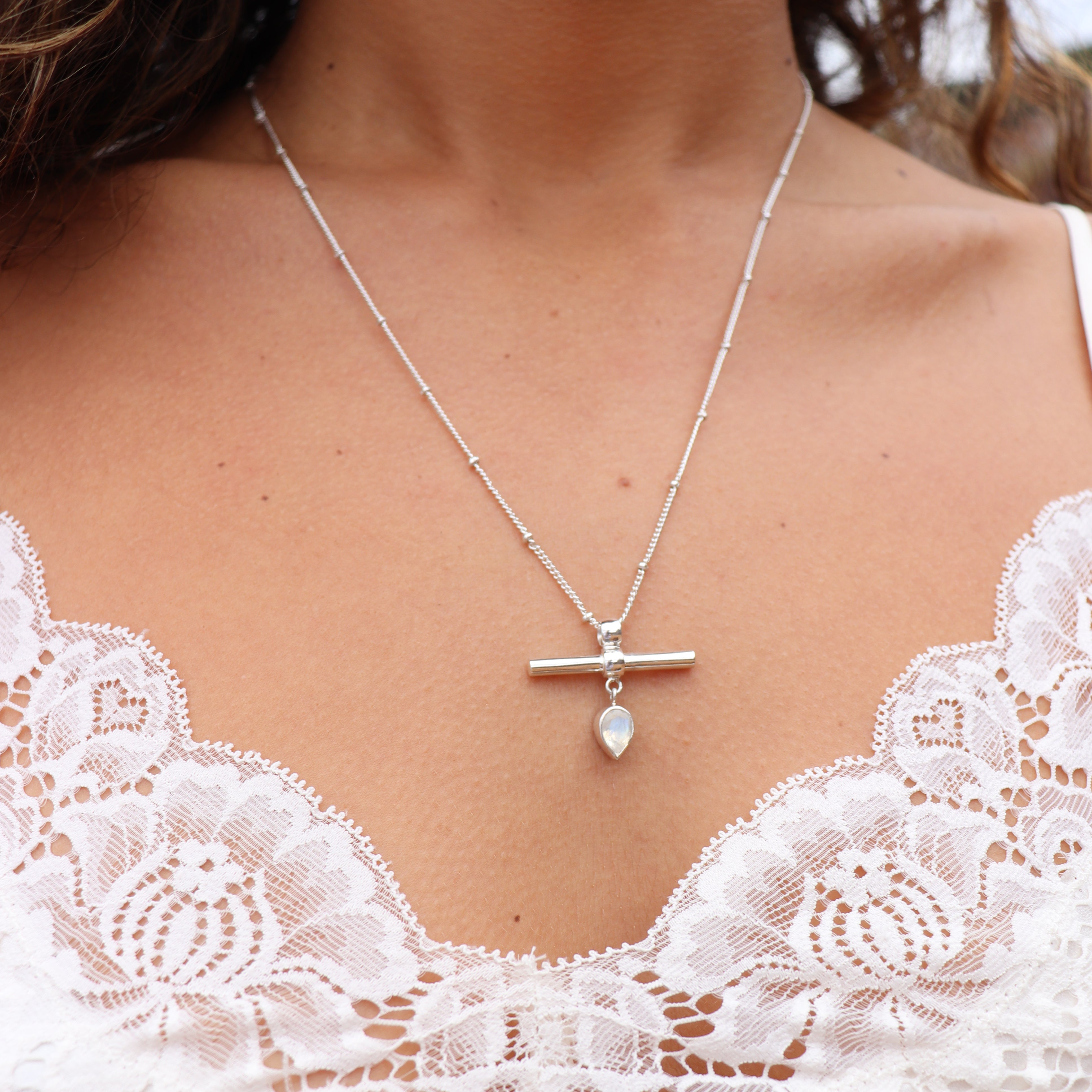 The Bar Silver Moonstone Necklace