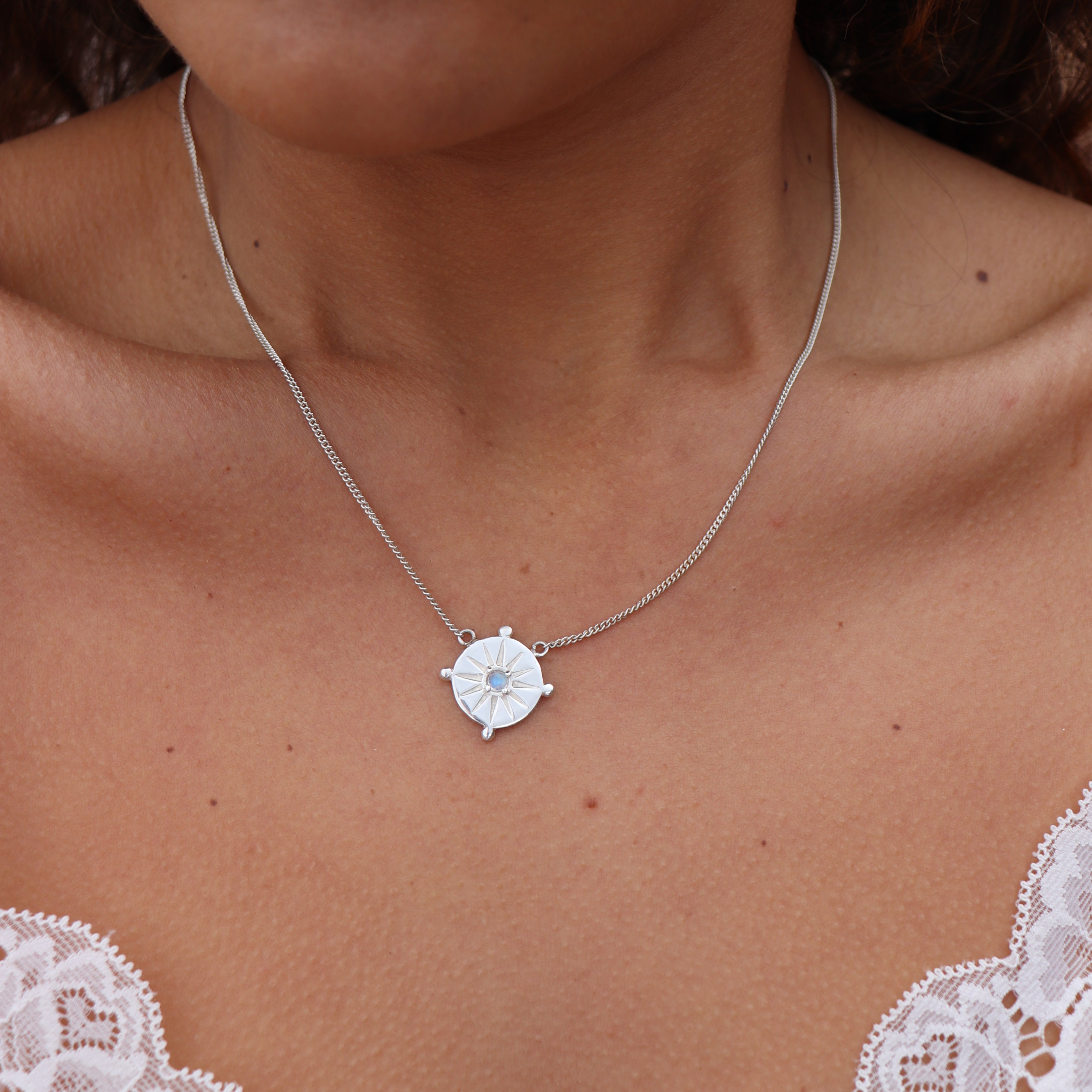 Sun Dial Silver Necklace