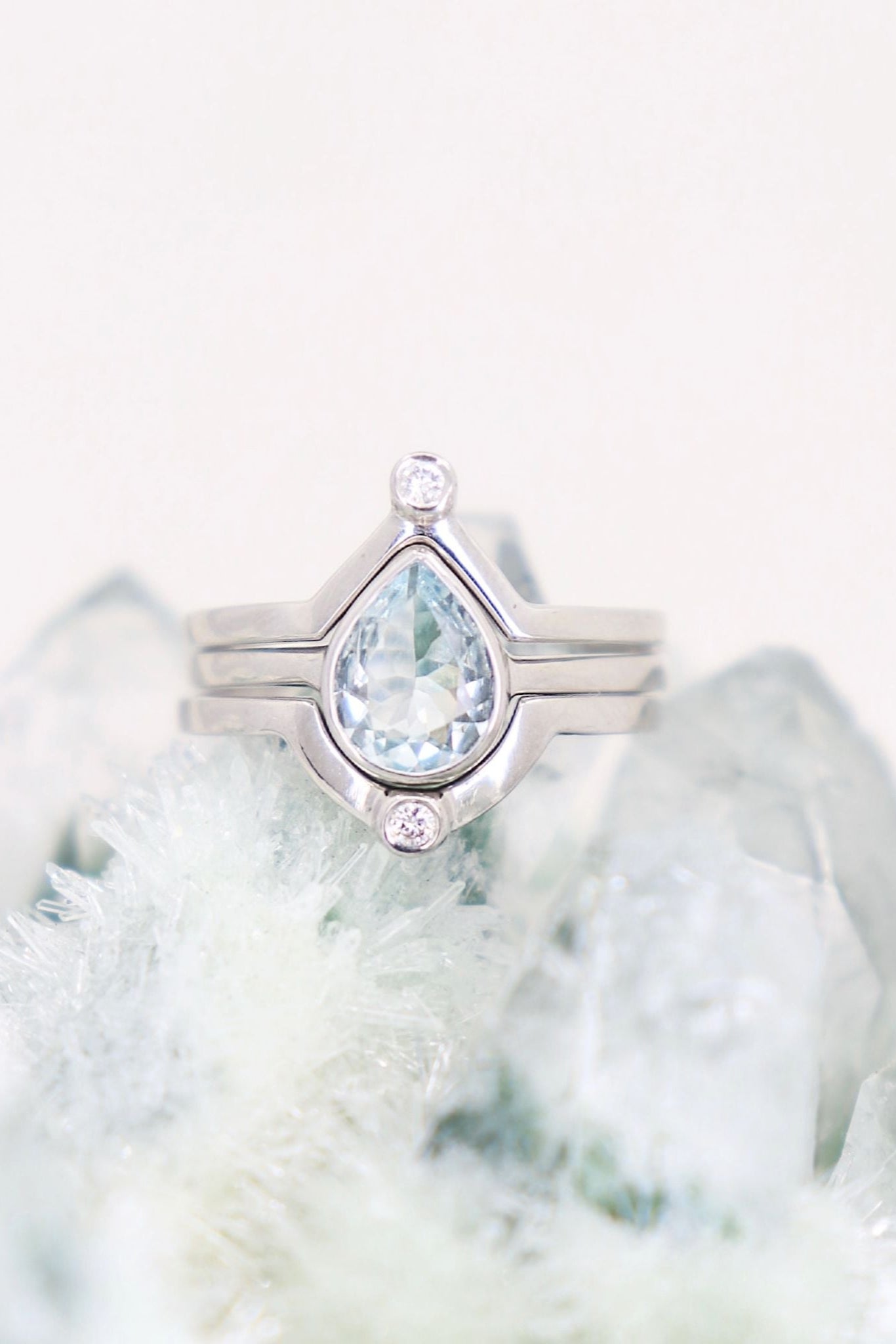 White Gold Diamond Crescent Ring