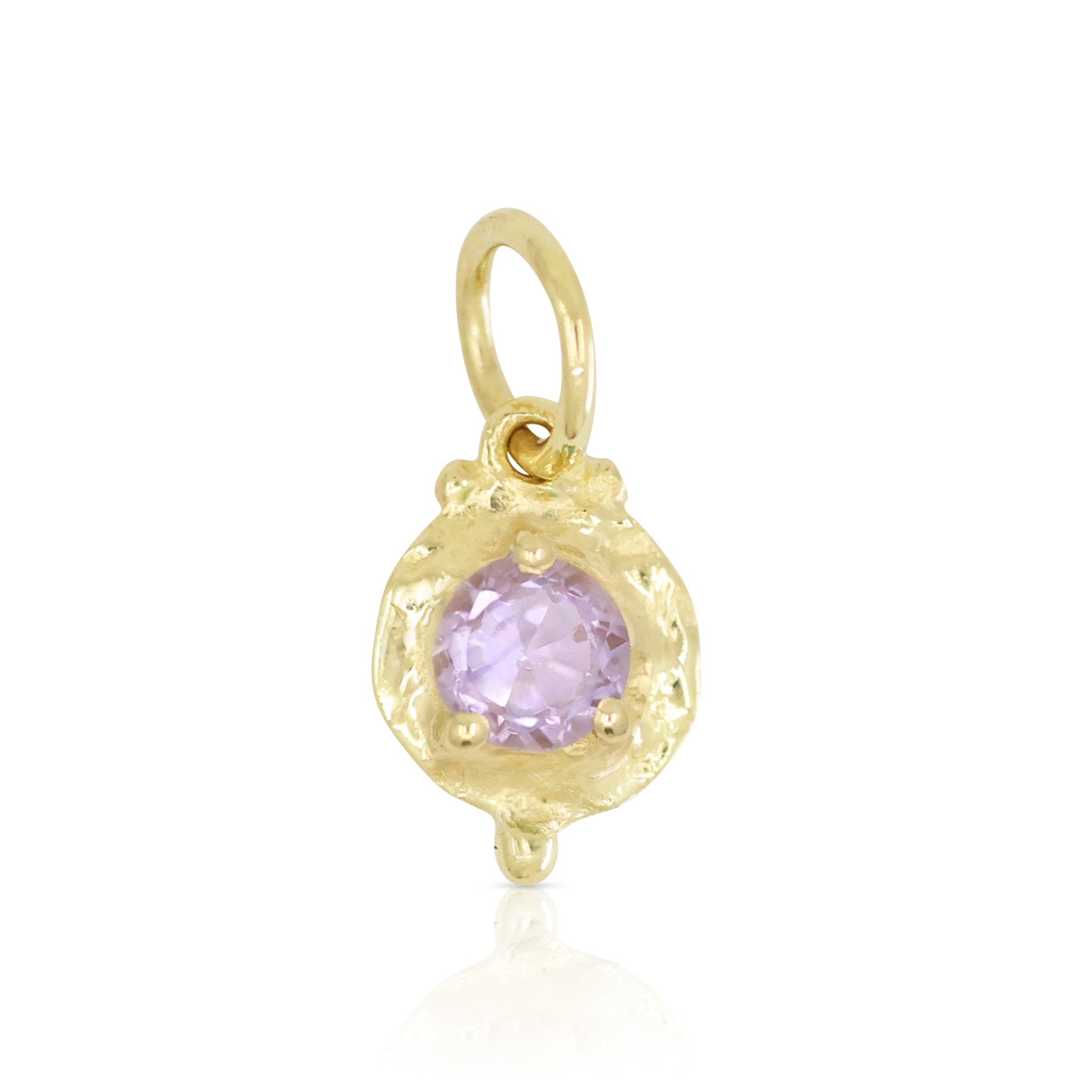 February Amethyst Gold Birthstone Necklace Charm