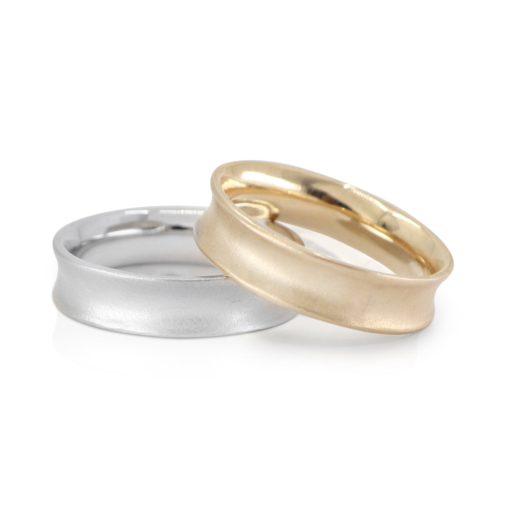 Mens Concave Wedding Band White Gold