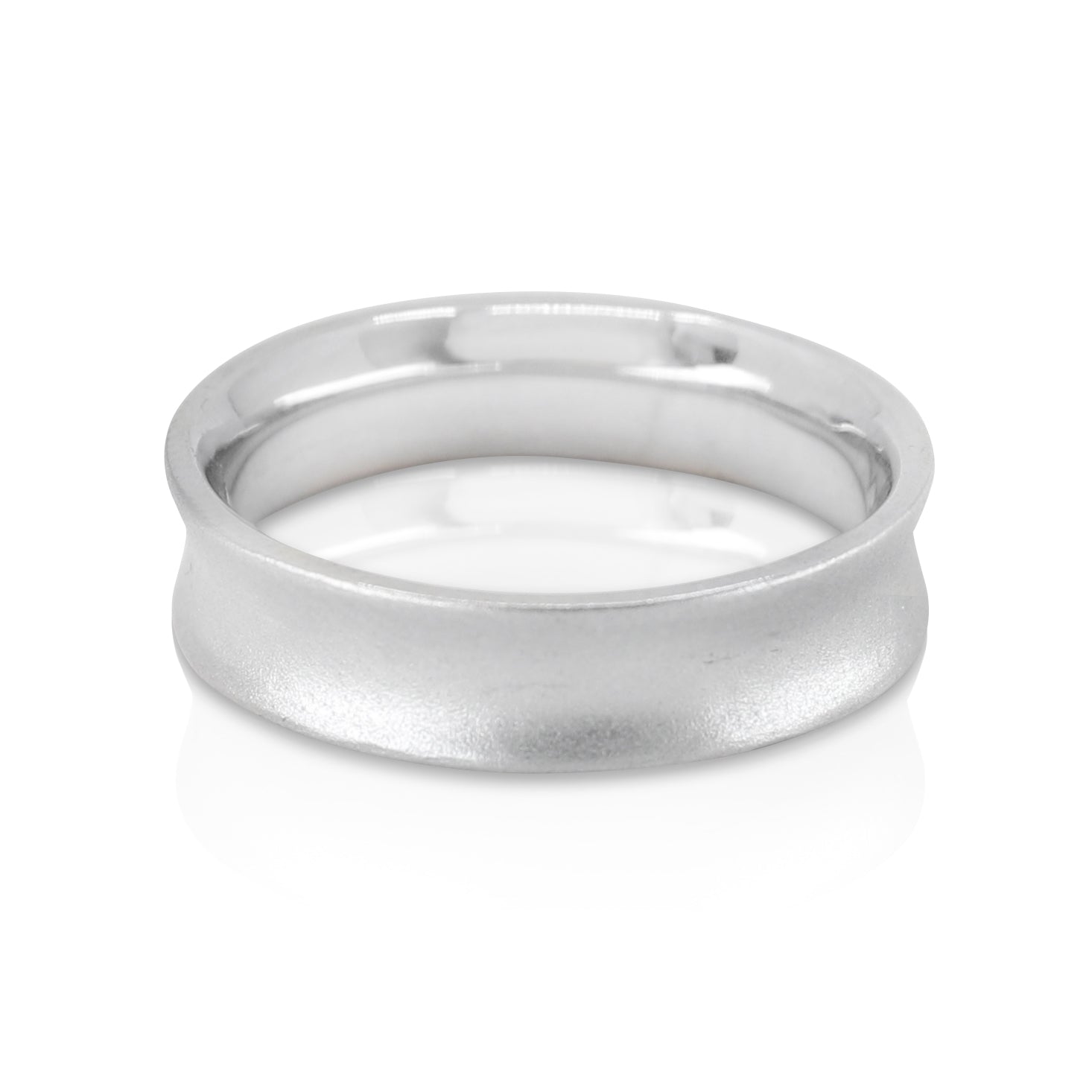 Mens Concave Wedding Band White Gold