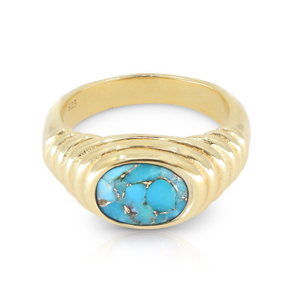 Iris Copper Turquoise Gold Ring