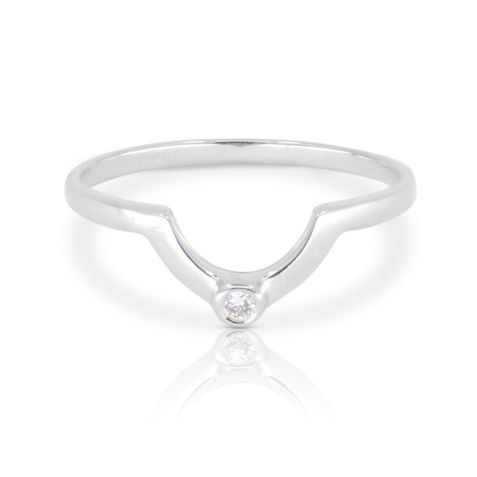 White Gold Diamond Crescent Ring