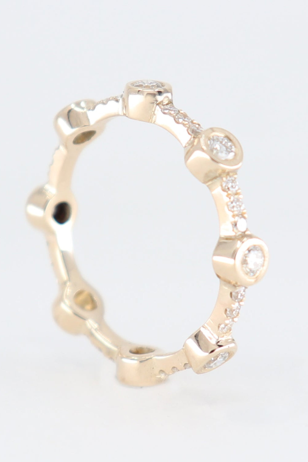 9K Yellow Gold Asymmetrical Diamond Wedder