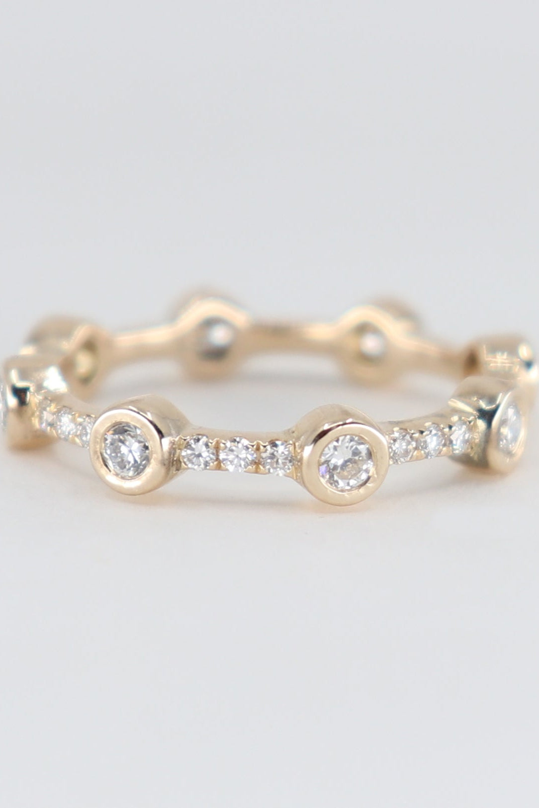 9K Yellow Gold Asymmetrical Diamond Wedder