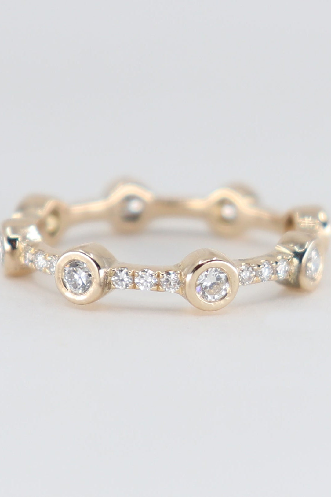 9K Yellow Gold Asymmetrical Diamond Wedder