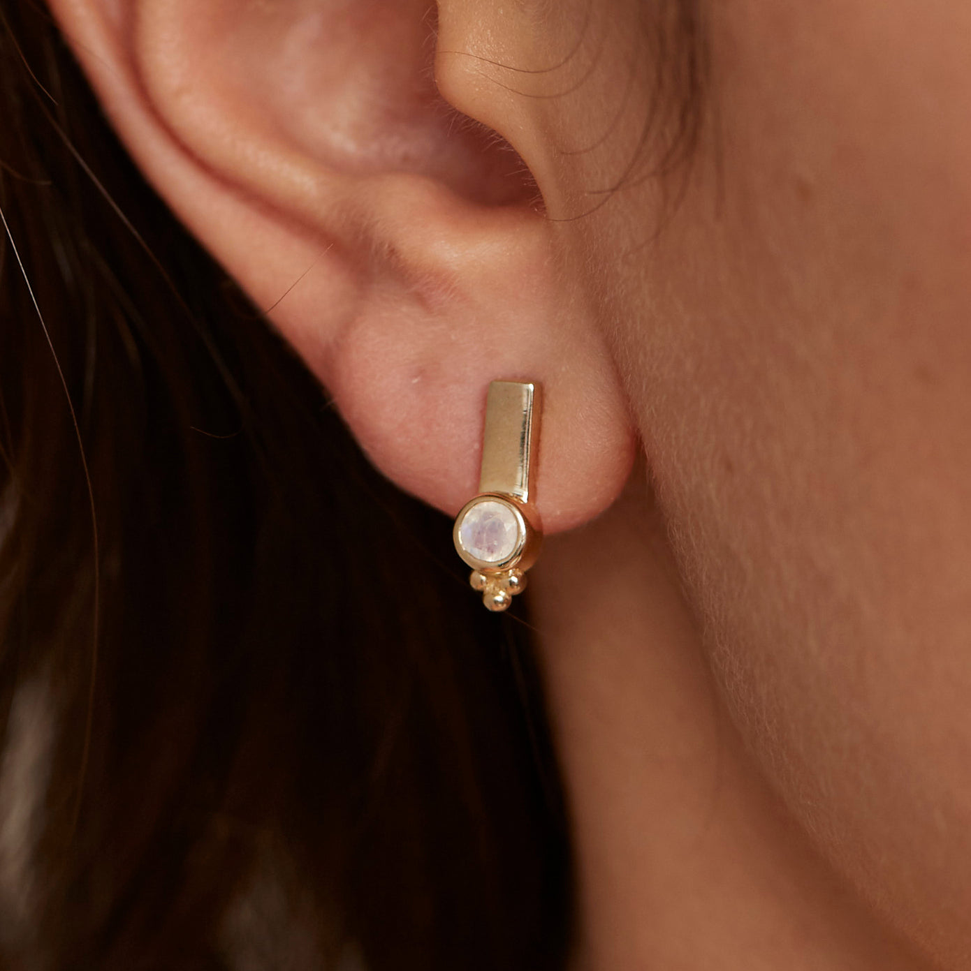 Rhea Gold Moonstone Studs