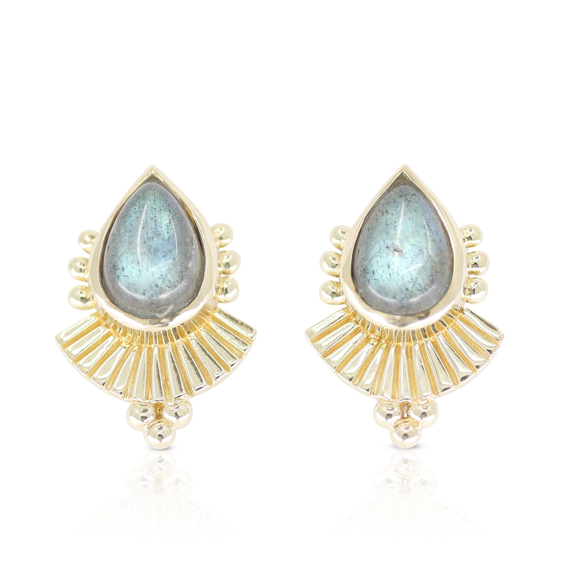 Cleopatra Labradorite Gold Earrings