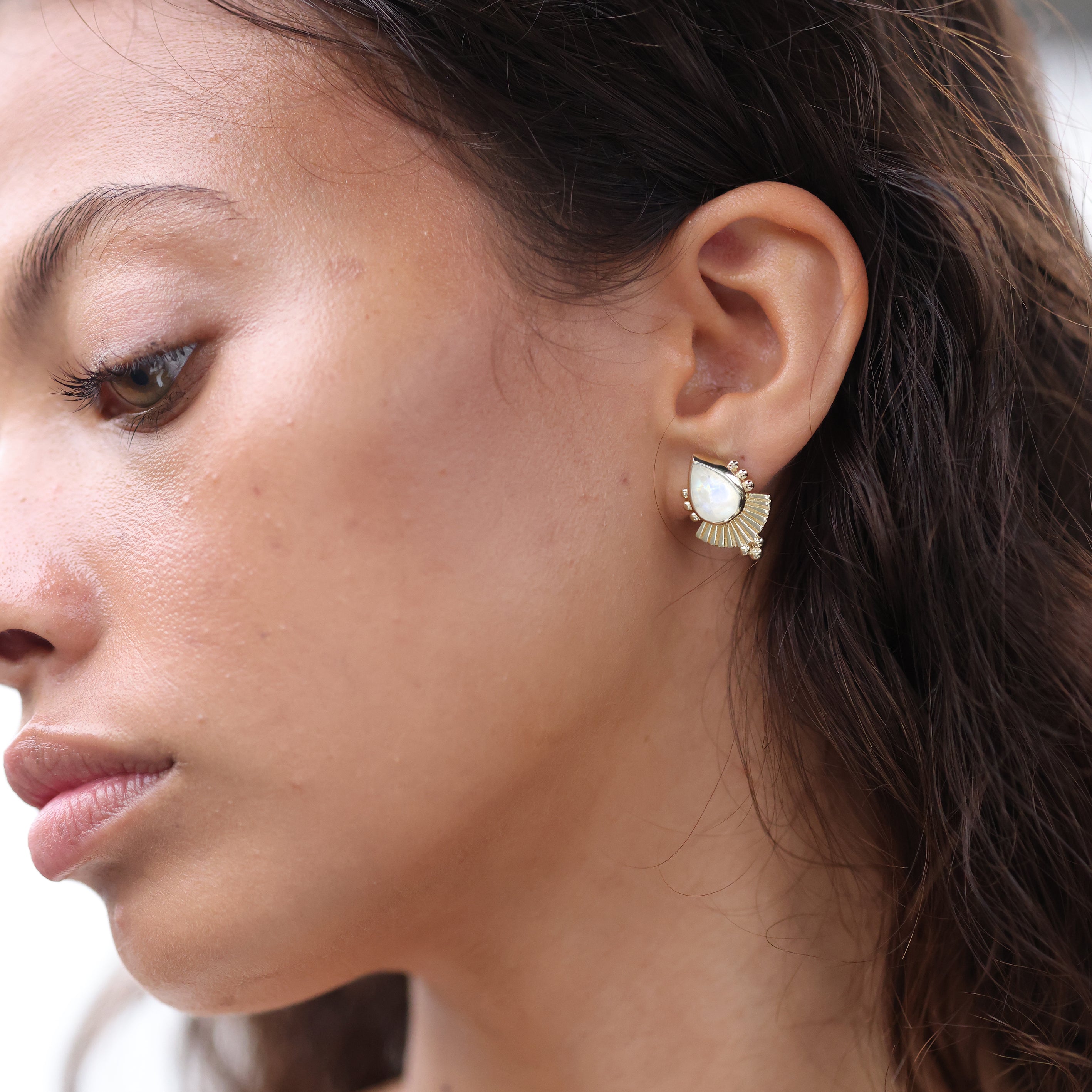 Cleopatra Moonstone Gold Earrings